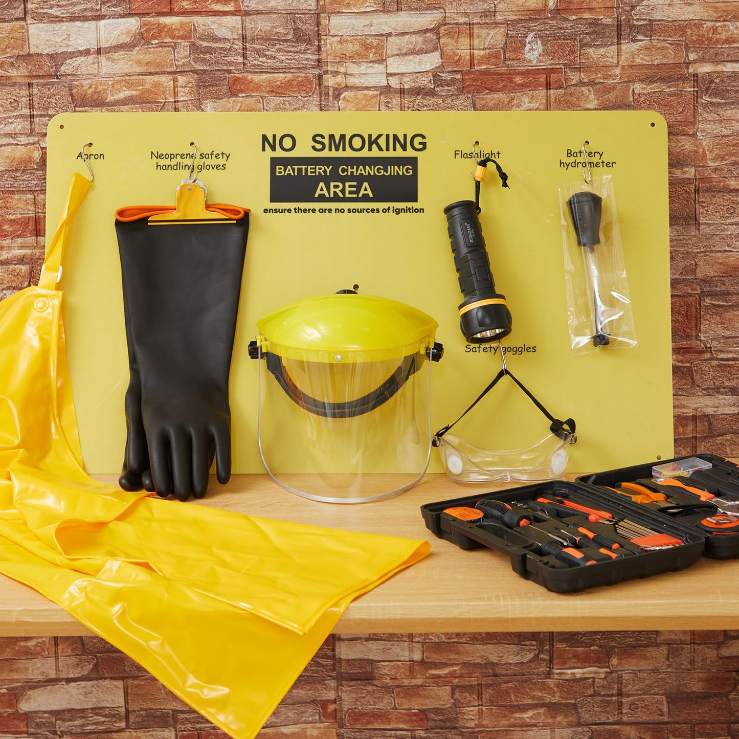 7 Pcs Complete Forklift Battery Protective Handling PPE Kit, PPE Equipment for Lift Battery Water Handling, Propane Tasks, Warehouse Safety Gear Storage