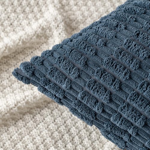MIULEE Corduroy Throw Pillow Covers - Soft Boho Striped Design | 16x16 Inch Blue for Modern Farmhouse Decor