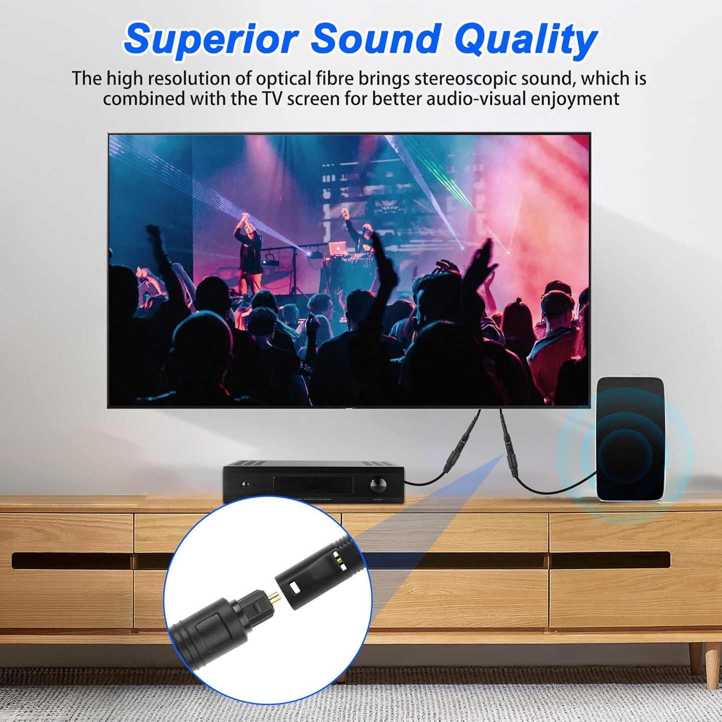 1 2 1 2 1M MEIRIYFA Digital Optical Splitter Adapter Cable in Out, Toslink Digital Fiber Optic Audio Splitter Male