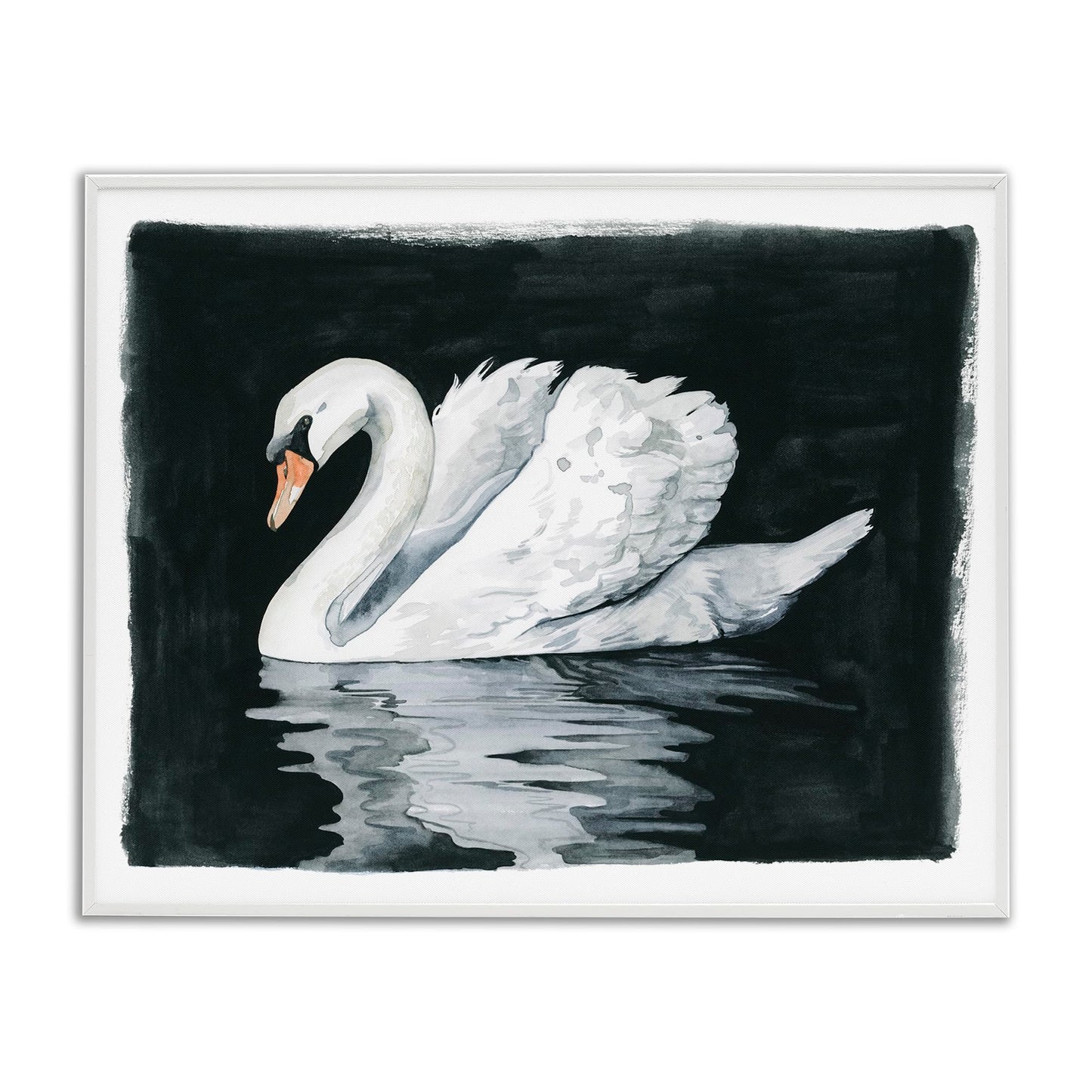 Stupell Industries 'Beautiful Swan Black Reflection', Framed Giclee Art, White, 14 x 11 Inches, Easy to Hang and Sturdy, Made in USA, by Grace Popp