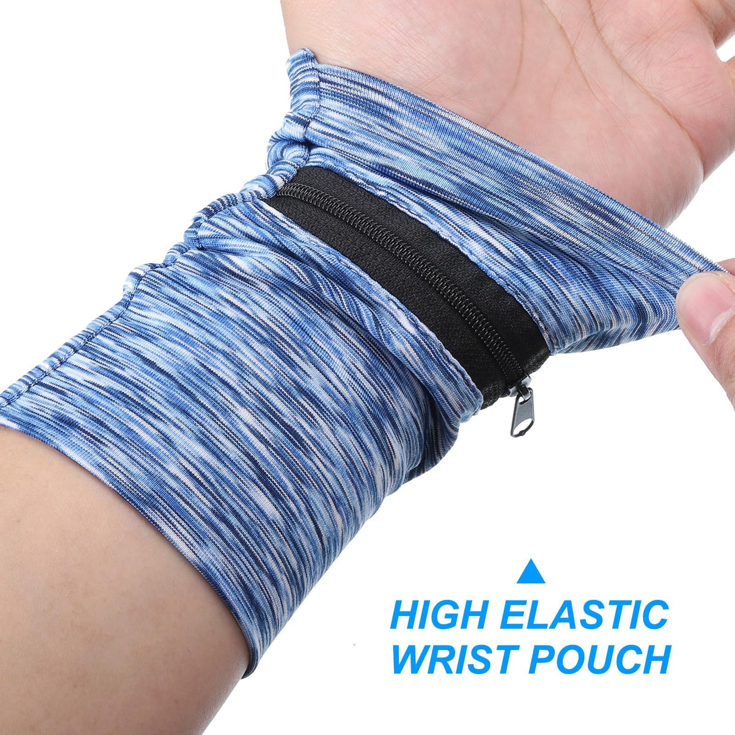 PATIKIL 6"x 4" Wrist Pouch, 2 Pcs Wrist Wallet Sports Wristband Wallet with Zipper Pocket for Running Jogging Hiking Cycling Yoga, Black