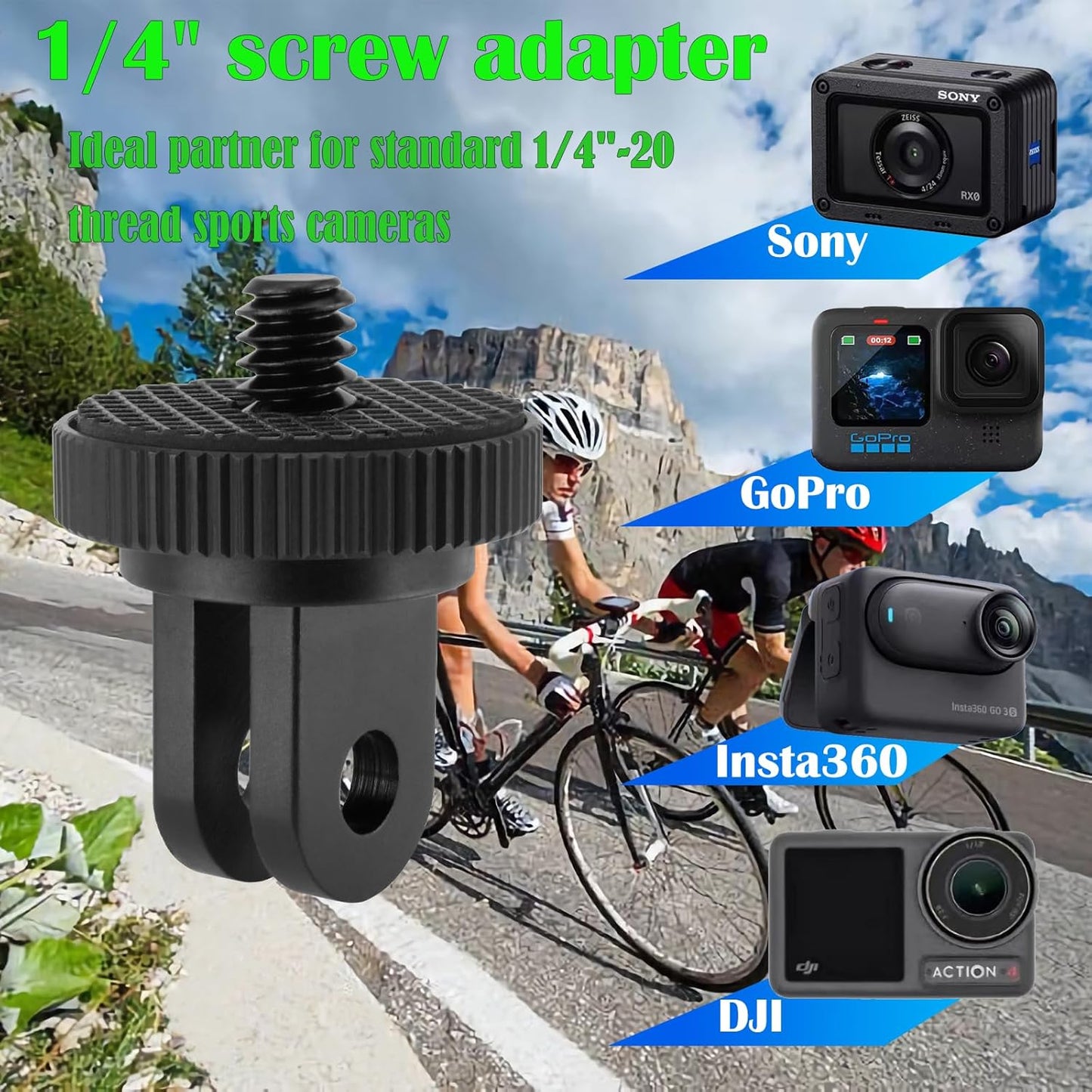 BENACES 3 Pack 1/4"-20 Insta360 Camera Tripod Mount Adapters, Aluminum Standard Camera Screw Converter Connectors