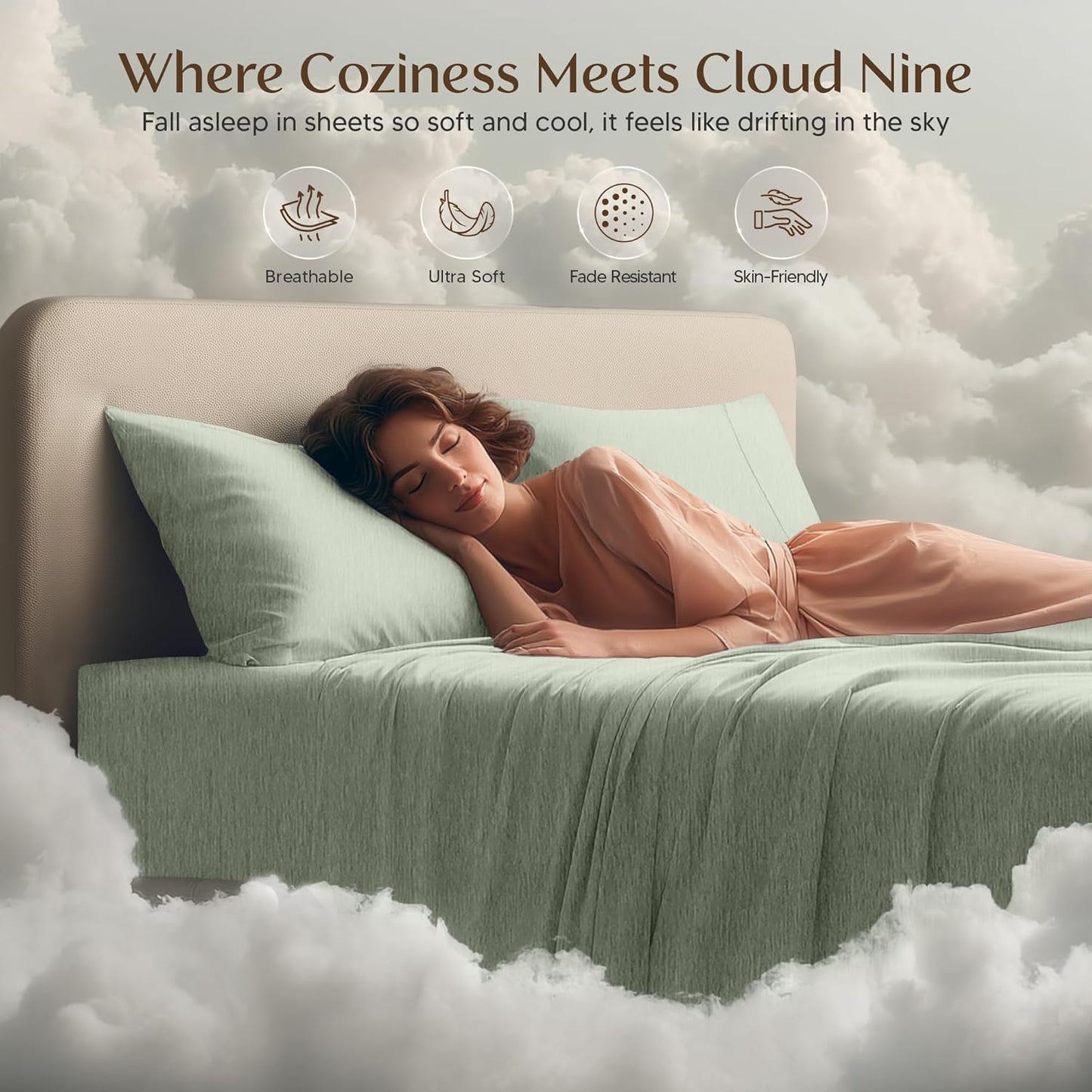 Utopia Bedding Queen Size Sheet Set - Soft, Breathable Microfiber - 4-Piece in Heather Sage