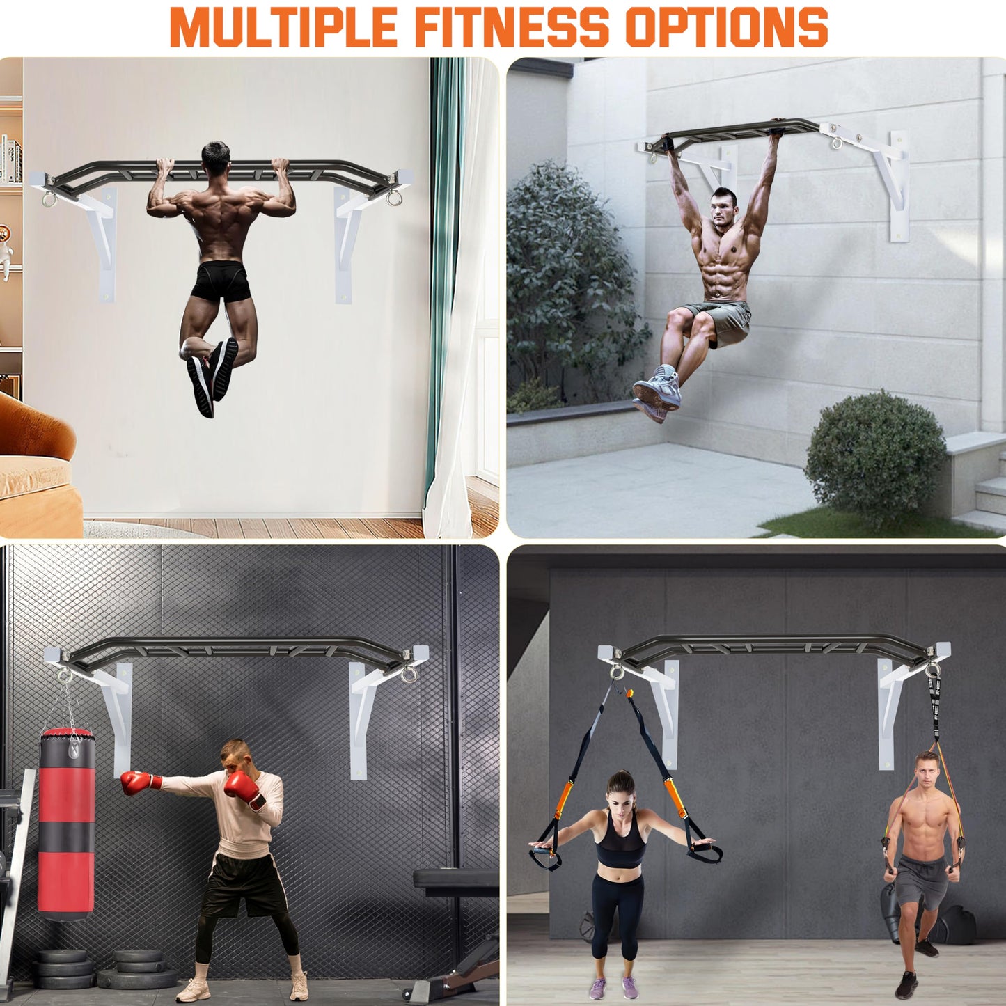 2026 Upgrade Pull Up Bar Wall Mounted,Heavy Duty Multi Grip Chin Up Bar for Strength Training, 600 lbs Capacity, Durable Steel Construction, Perfect for Home and Garage Workouts