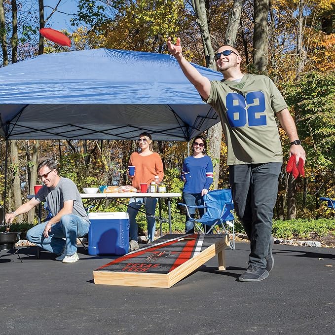 Wild Sports NCAA College 2' x 4' Wood Direct Print Tournament Cornhole Set, 8 Bean Bags, Vintage Triange Design - Tailgate, Outdoor, Backyard
