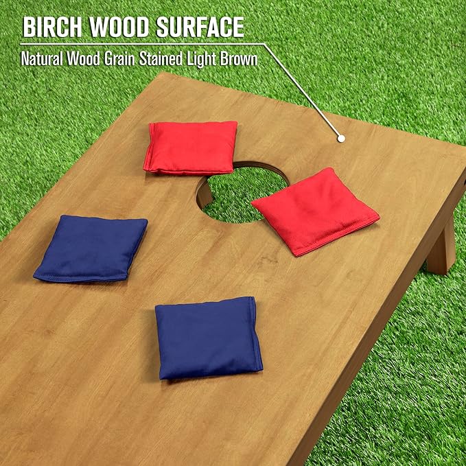 GoSports 4 ft x 2 ft Regulation Size Wooden Cornhole Boards Set - Includes Carrying Case - Full Regulation Size Bean Bag Toss Boards