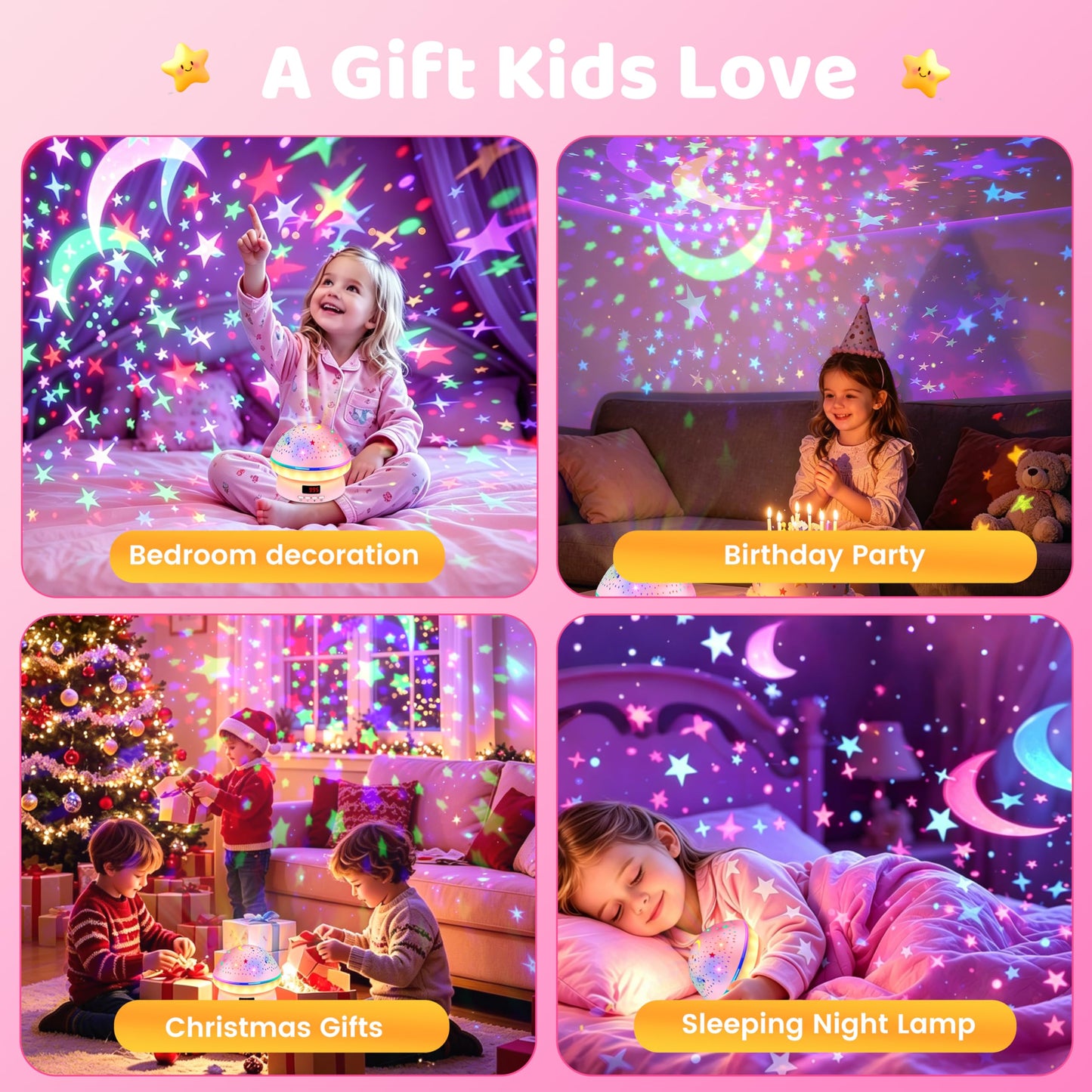 MINGKIDS Toys for 3-8 Year Old Girls Boys,Star Night Light Projector with Hard Projection Cover, Timer&Rotation,2-9 Year Olds Kids Chritsmas Birthday Gifts