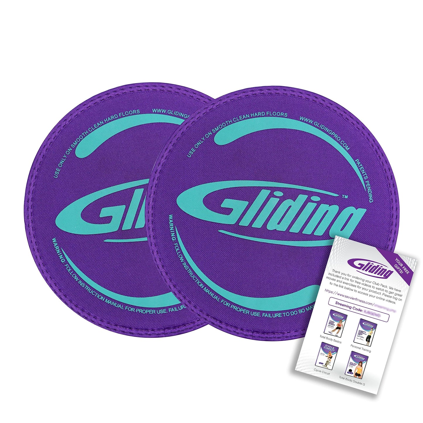 Gliding Discs for Working Out - Exercise Sliders for Hardwood Floors 1 Pair Purple, Authentic Workout Sliders Disc for Full Body Resistance Workout, Includes 4 Streaming Video Workouts