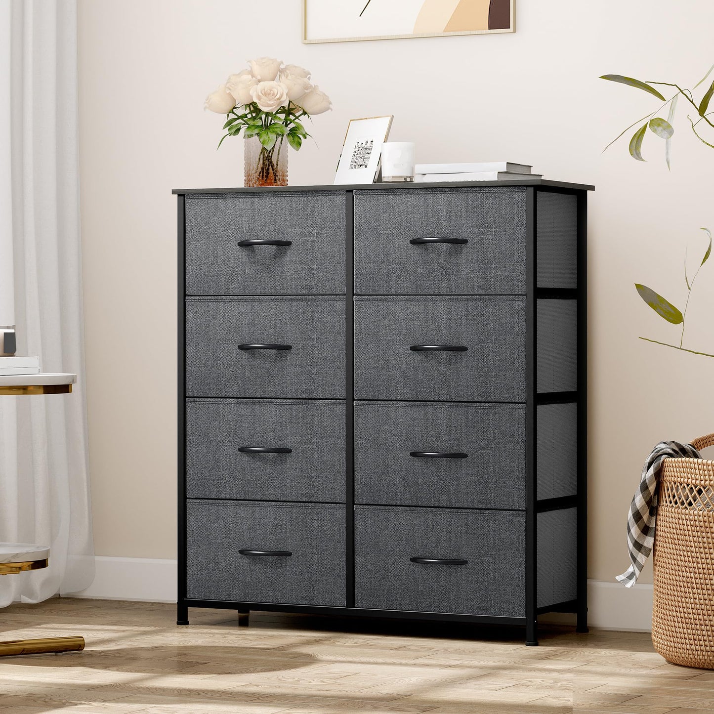 YITAHOME Fabric Dresser Drawer, Tall Storage with 8 Drawers, Dresser & Chest of Drawers, Storage Drawer Organizer for Closet, Living Room, Closets