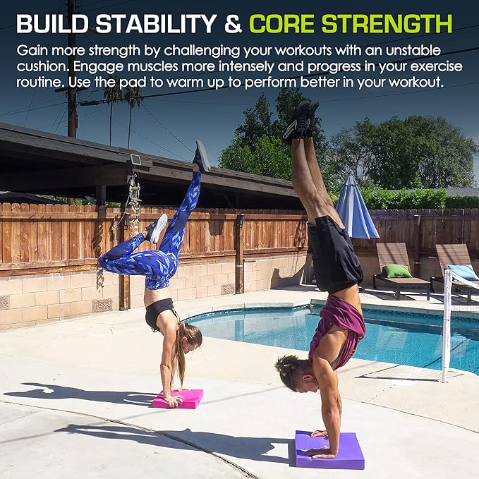 ProsourceFit Exercise Balance Pad – Non-Slip Cushioned Foam Mat & Knee Pad for Fitness and Stability Training, Yoga, Physical Therapy