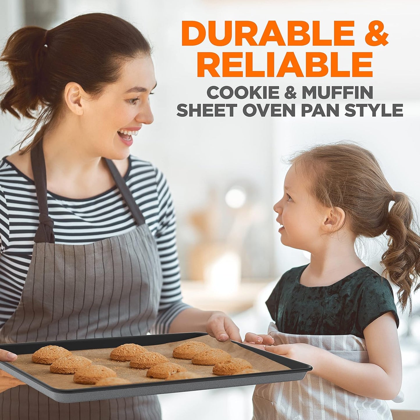 NutriChef 8-Piece Nonstick Bakeware Set - PFOA-Free Baking Pans, Oven Safe to 450°F, Gray