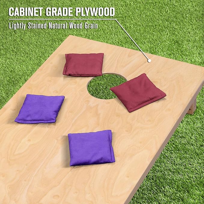 GoSports Regulation Size Wooden Cornhole Set with Natural Wood Finish - Includes Carrying Case