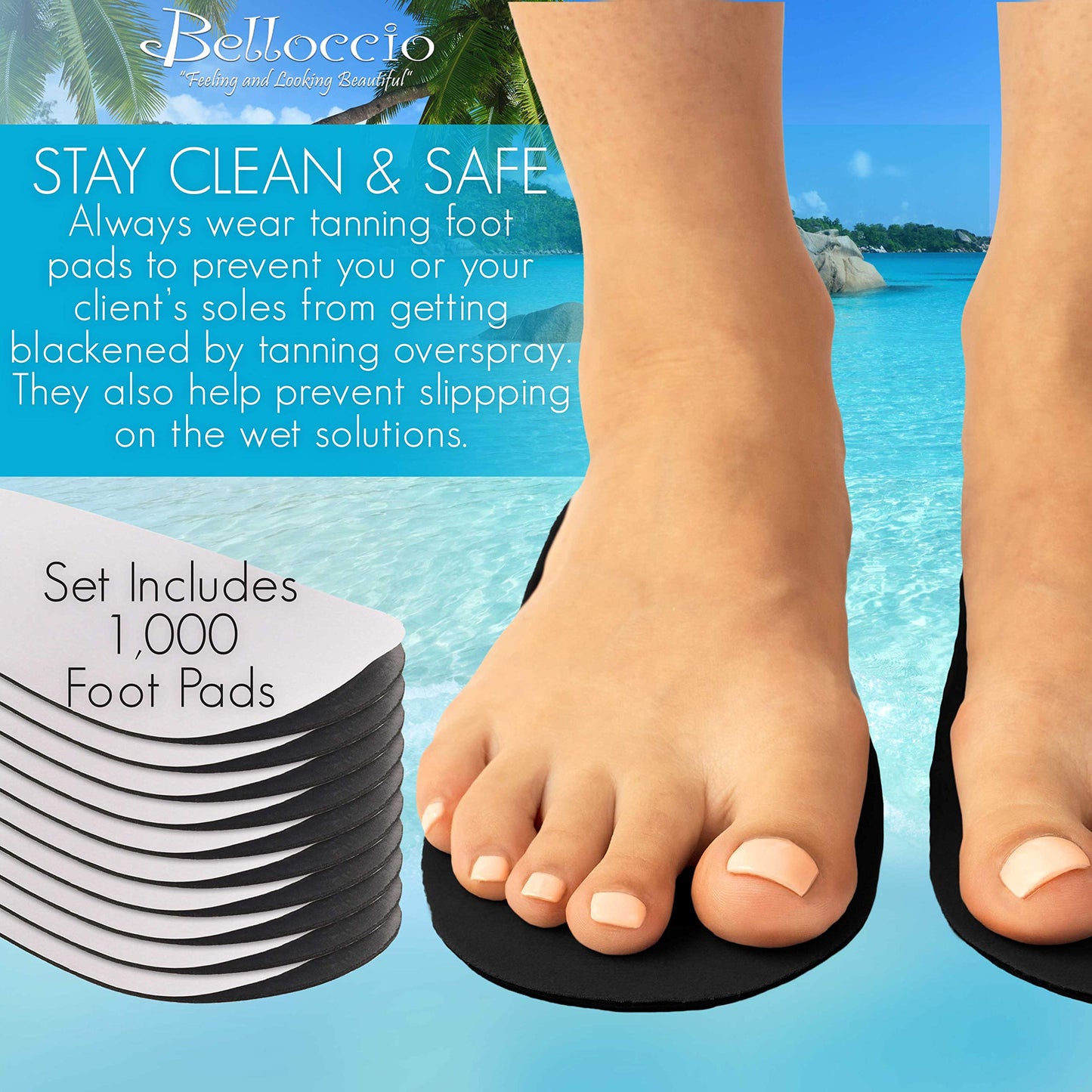 Belloccio 500 Pairs of Disposable Tanning Feet Pads (1000 Feet Total); Sunless Airbrush Spray Tanning Tent Foot Protection; (Color May Vary)