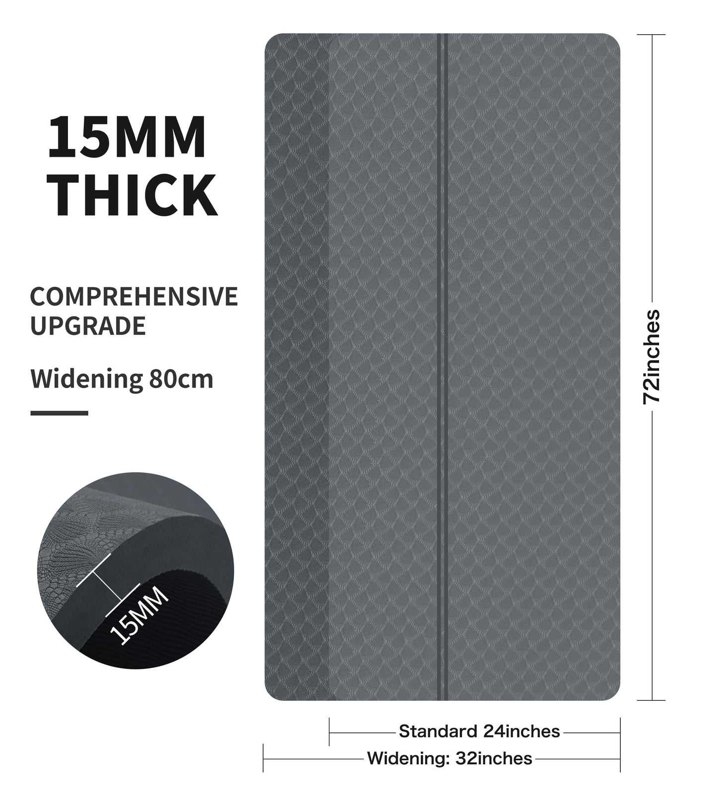 nuveti Large Exercise Mat - 15mm/20mm/30mm Thick Yoga Mat | Workout Mat for Fitness, Yoga, Pilates, Stretching & Floor Exercises for Women & Men with Free Carrying Bag