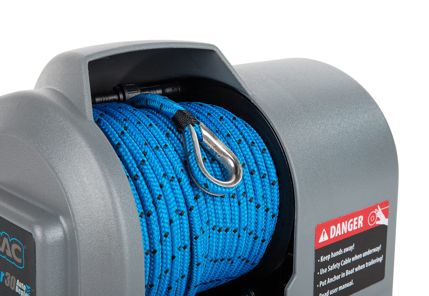 TRAC-Outdoor Products Angler 30 AutoDeploy-G3 Electric Anchor Winch - Anchors Up to 30 lb. - Includes 100-feet of Pre-Wound Anchor Rope with Use (69004), Gray, Normal