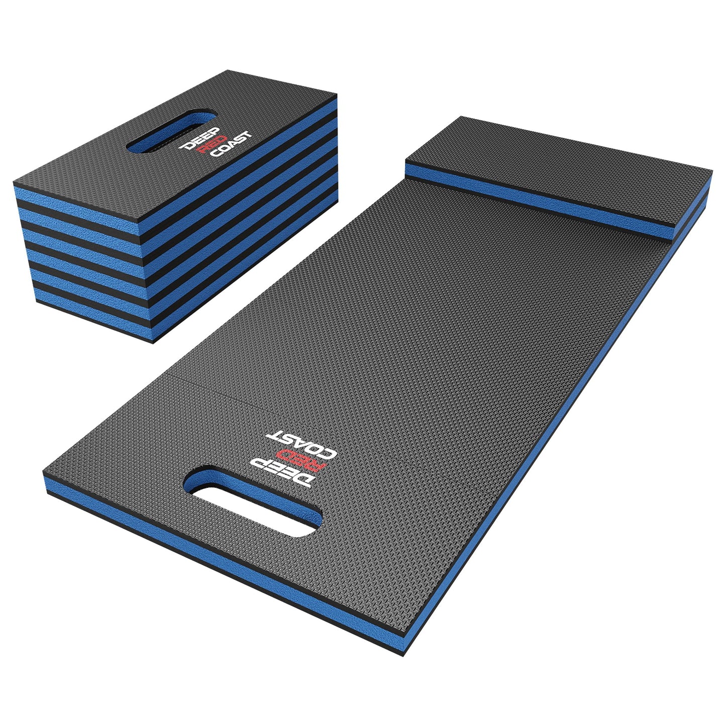 Deepredcoast Foldable EVA Utility Mat with Handle, 47" × 15.8" Foldable Kneeling Pad for Garage Work, Workshop Repair, Yard Tasks, Gardening, Blue