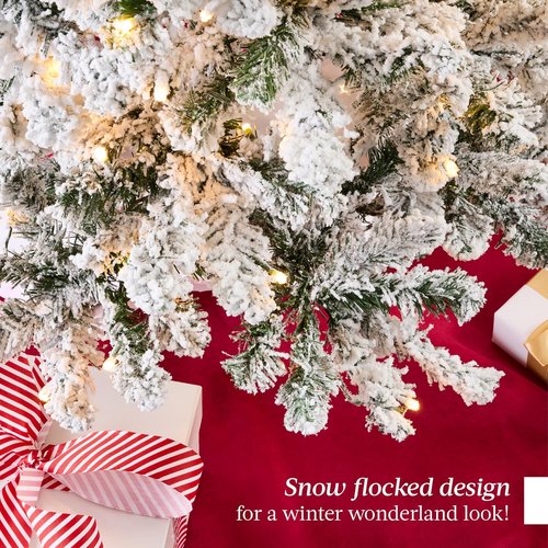 Best Choice Products 9ft Pre-Lit Snow Flocked Artificial Christmas Tree - Easy Assembly & Full Appearance