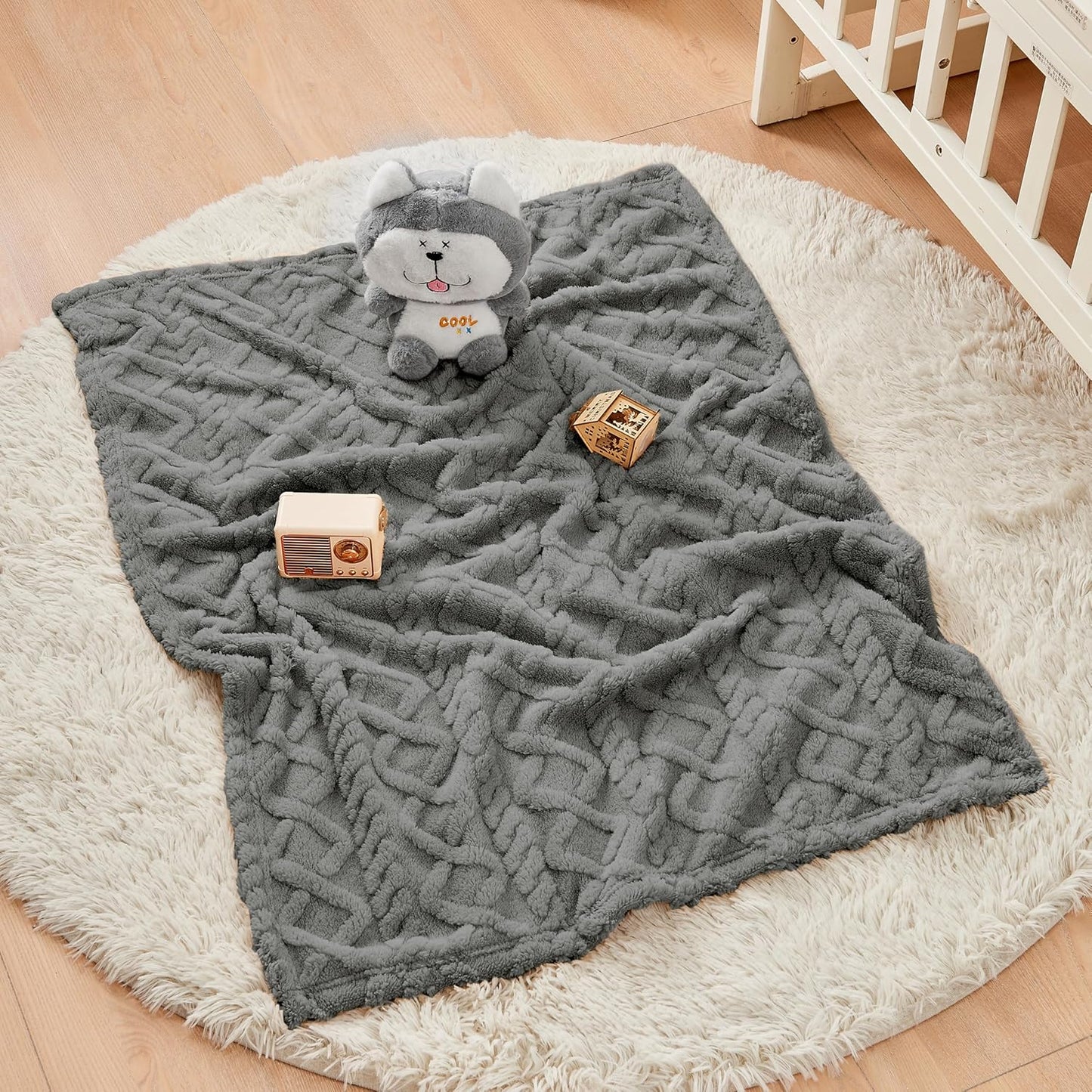 Sherpa Fleece Baby Blanket - Ultra Soft & Fluffy Premium Infant Receiving Blanket | 30”×40” in Grey