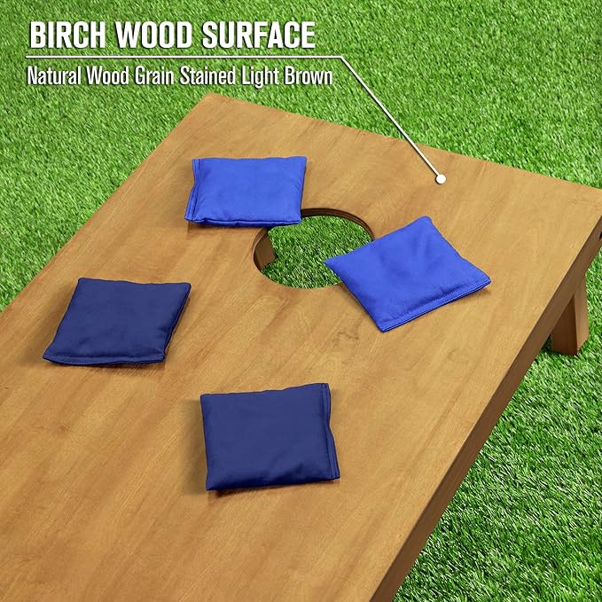 GoSports 4 ft x 2 ft Regulation Size Wooden Cornhole Boards Set - Includes Carrying Case - Full Regulation Size Bean Bag Toss Boards