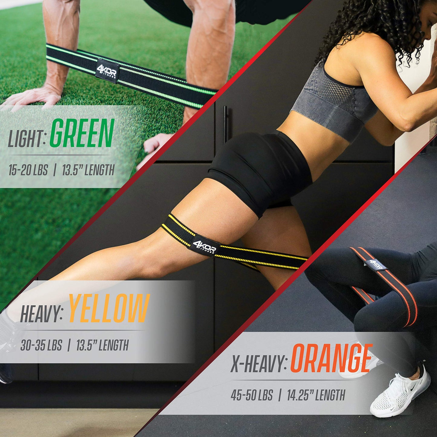 4KOR Resistance Fit Bands - Set of 3 | Tone & Lift Glutes, Arms & Legs - Exercise Band for Strength Training, Yoga, Stretching, Barre or Pilates Workout - 3 Levels of Comfortable Resistance