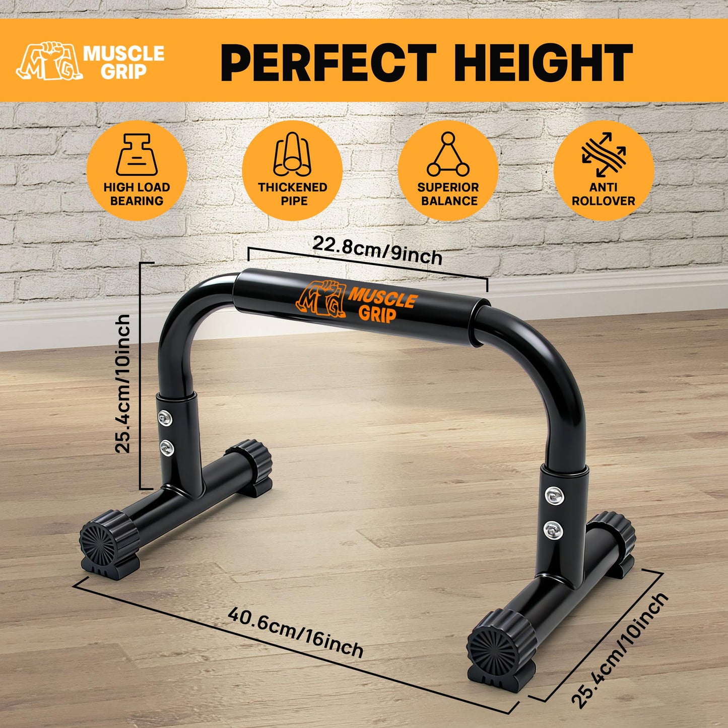 Push Up Bars Parallettes, 10” Heavy-Duty Steel Dip Bars with Non-Slip Foam Handles, Calisthenics Equipment for Handstands, L-Sit & Dips, Home Gym Workout Set with Jump Rope