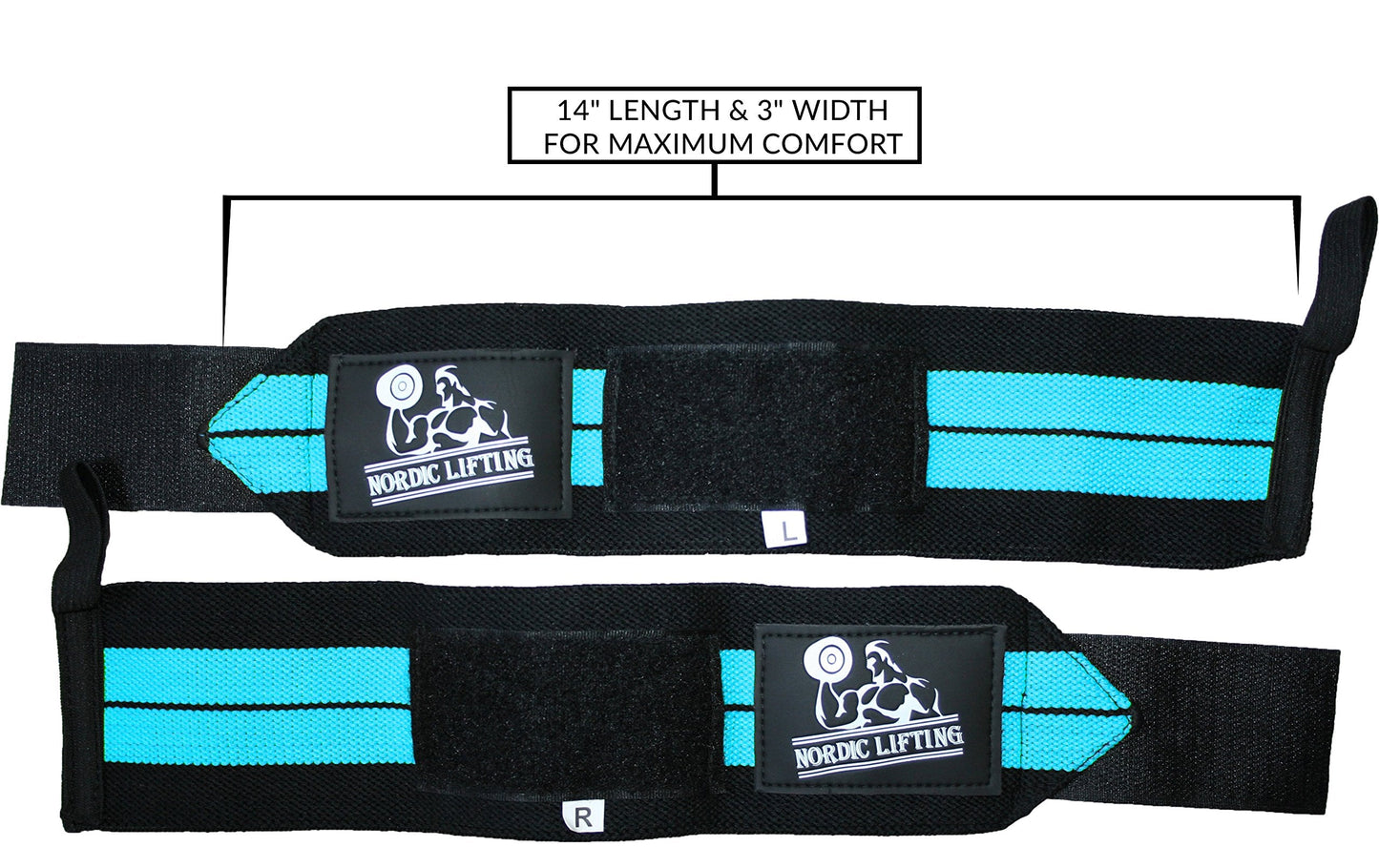 Nordic Lifting Wrist Wraps (2 Pairs) – Adjustable Wrist Wraps with Thumb Loop for Weightlifting, CrossFit & Powerlifting – Gym Essentials Support for Men & Women, Aqua Blue/Aqua Green