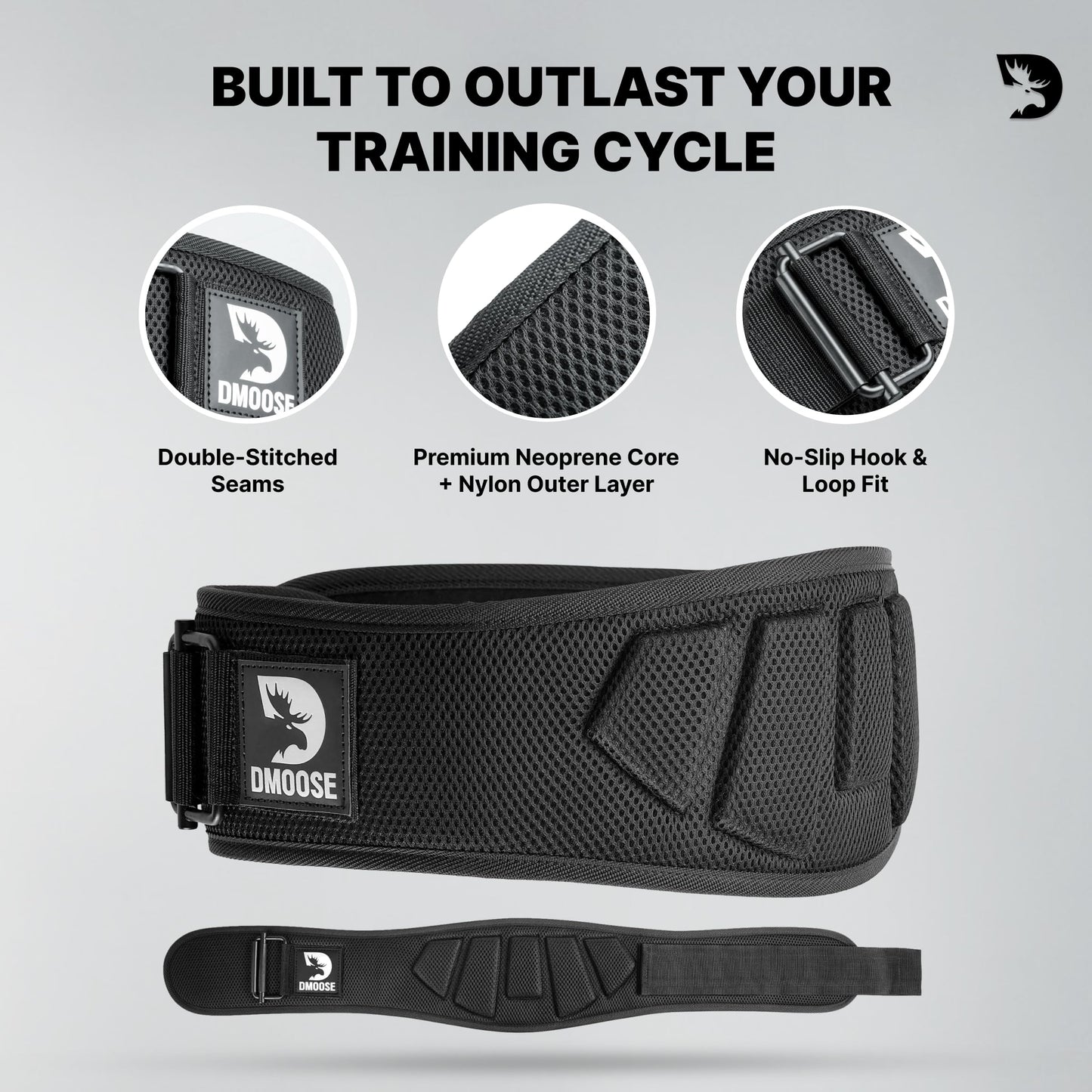 DMoose Fitness Weight Lifting Belt for Squats, Deadlift & Intense Workout - 6" Adjustable Fit Auto Lock Weightlifting Belt for Men & Women - Neoprene Gym Belts for Stability (Black 2.0)