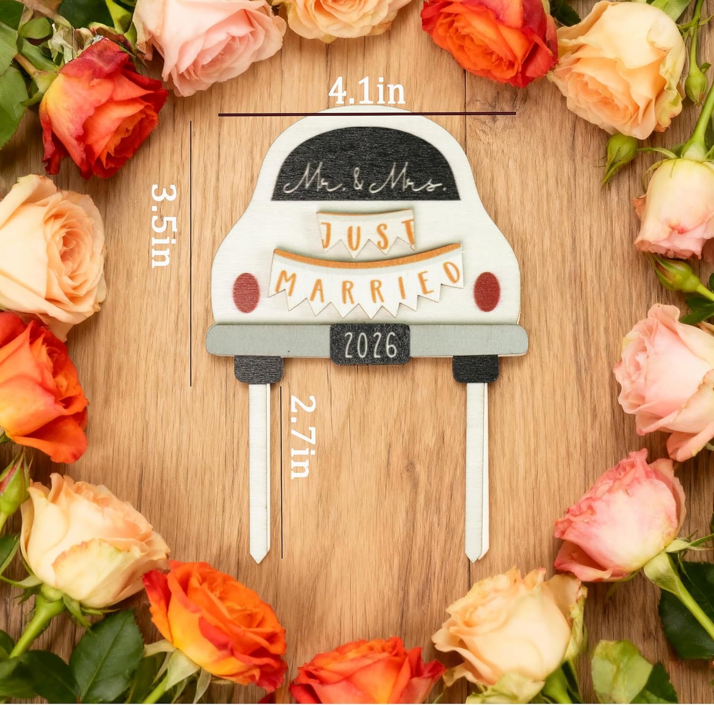 Wooden Wedding Cake Topper - Rustic Mr & Mrs 2026 Just Married Sign | Perfect Bridal Shower Decoration
