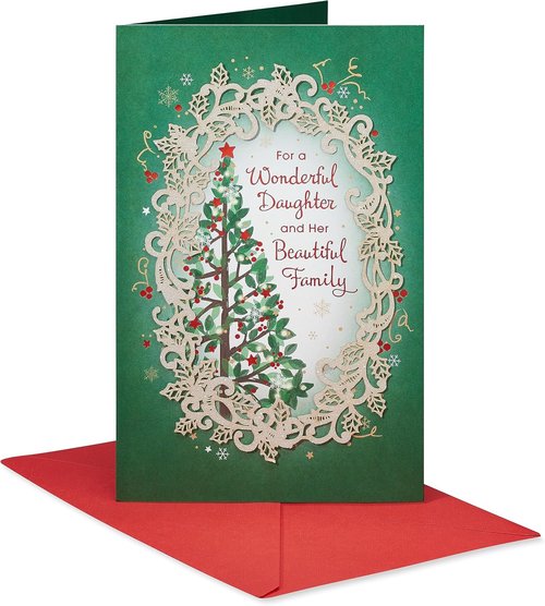American Greetings Christmas Card - Sentimental Holiday Message for Daughter & Family | Artistic Die-Cut Design