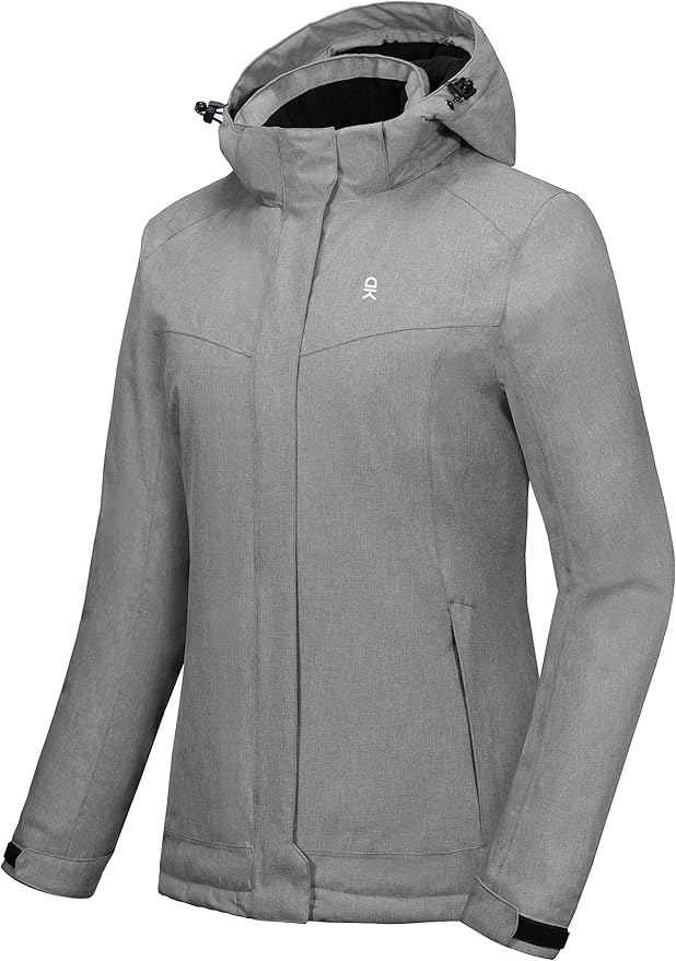 Little Donkey Andy Women's Waterproof Hiking Skiing Jacket with Removable Hood, Fleece Lined Winter Warm Rain Coat