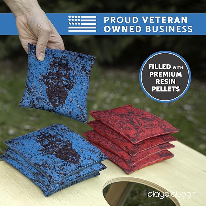 Professional Cornhole Bags - Set of 8 Regulation All Weather Double Sided - Sticky Side/Slick Side Bean Bags for Pro Corn Hole Game