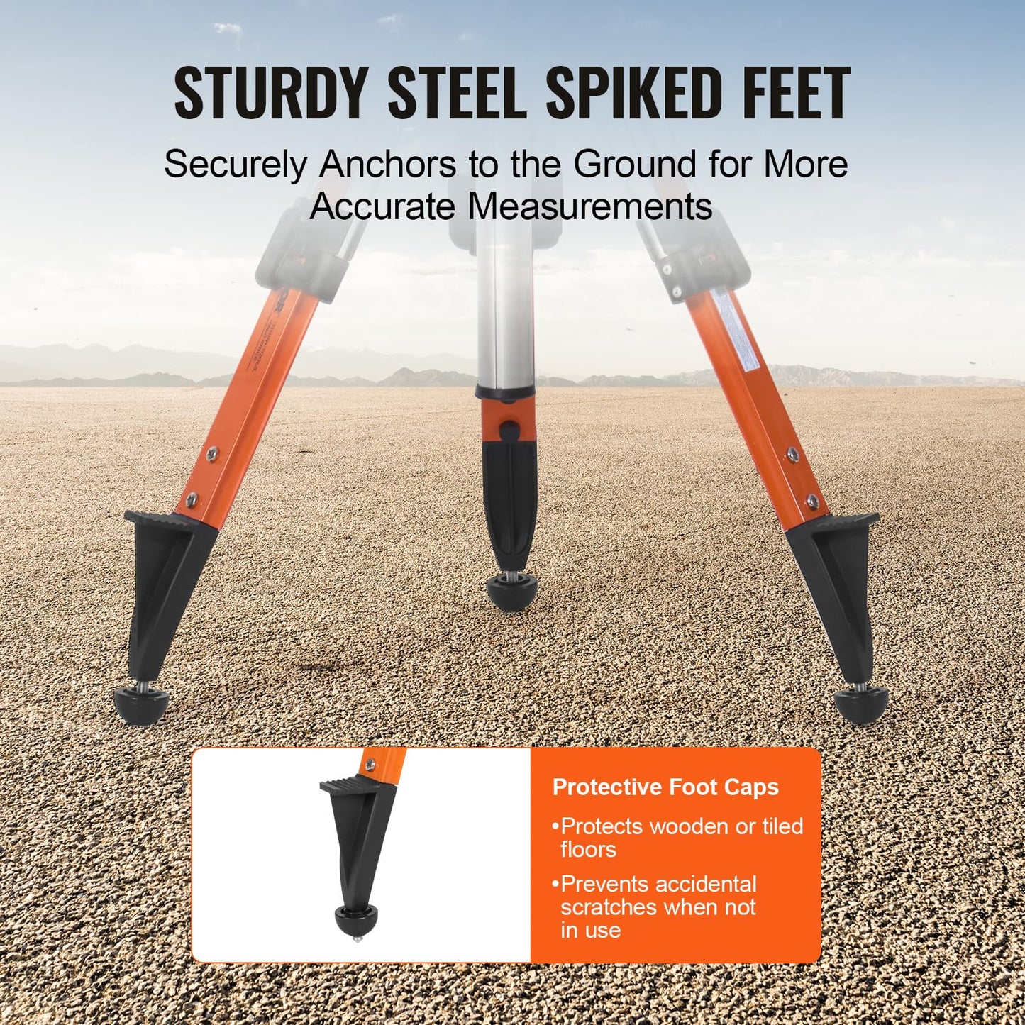 VEVOR Laser Level Tripod Stand, 5/8"-11 Thread Mount, 27.16-67.71 inch Height Adjustment Heavy Duty Survey Tripod, with Level Bubble & Diffusion Limiter, Liftable Non-Skid Feet for Construction