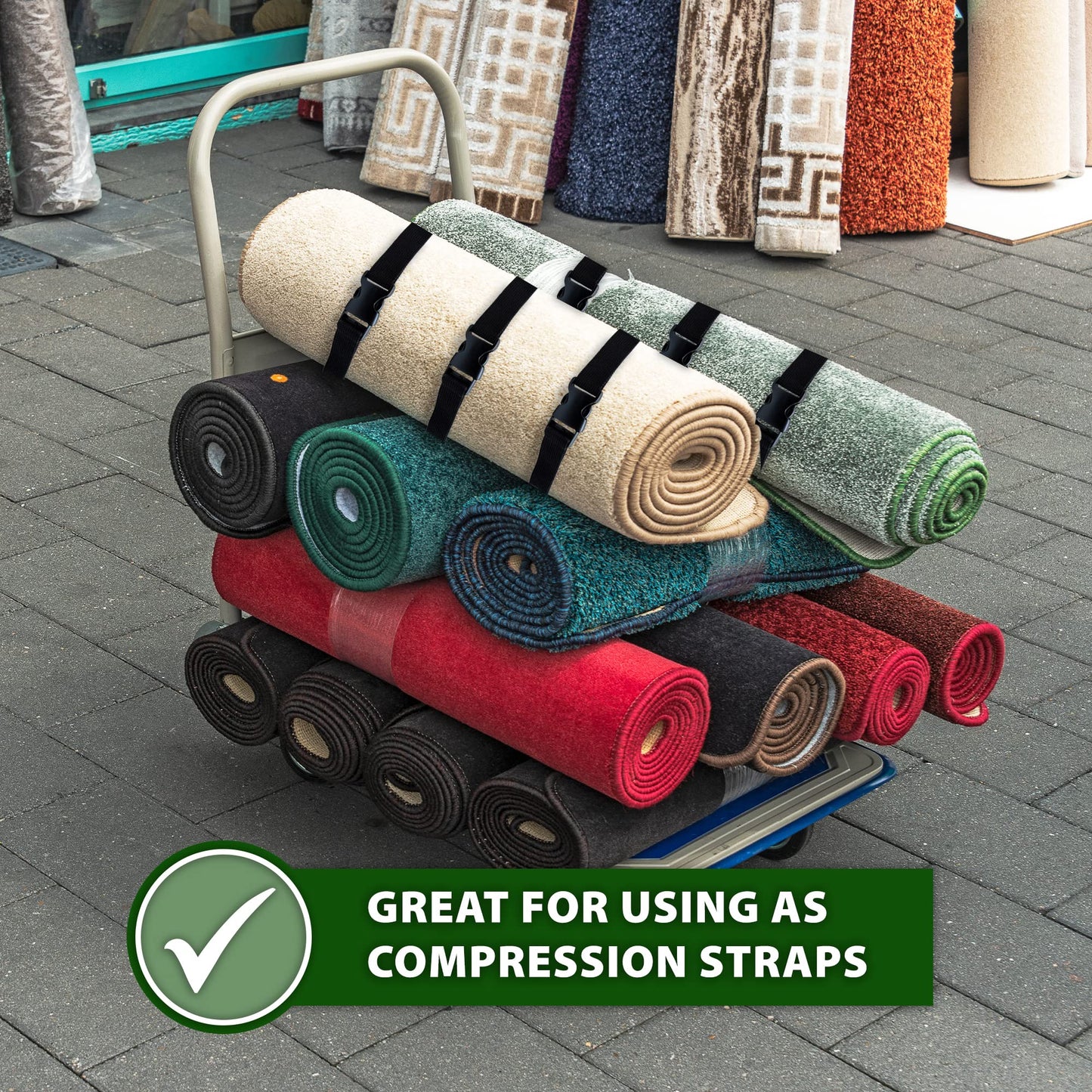 Mandala Crafts 4 PCs Rainbow Adjustable Bag Buckle Straps Belt with 1 Inch Quick Side Release Clips 86 Inch Nylon Webbing – Utility, Packing, Suitcases, Sleeping Bags, Backpacks, Luggage Straps