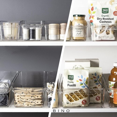 BINO Plastic Storage Bins - Large Multi-Use Fridge/Freezer Organizer | BPA-Free with Built-In Handle
