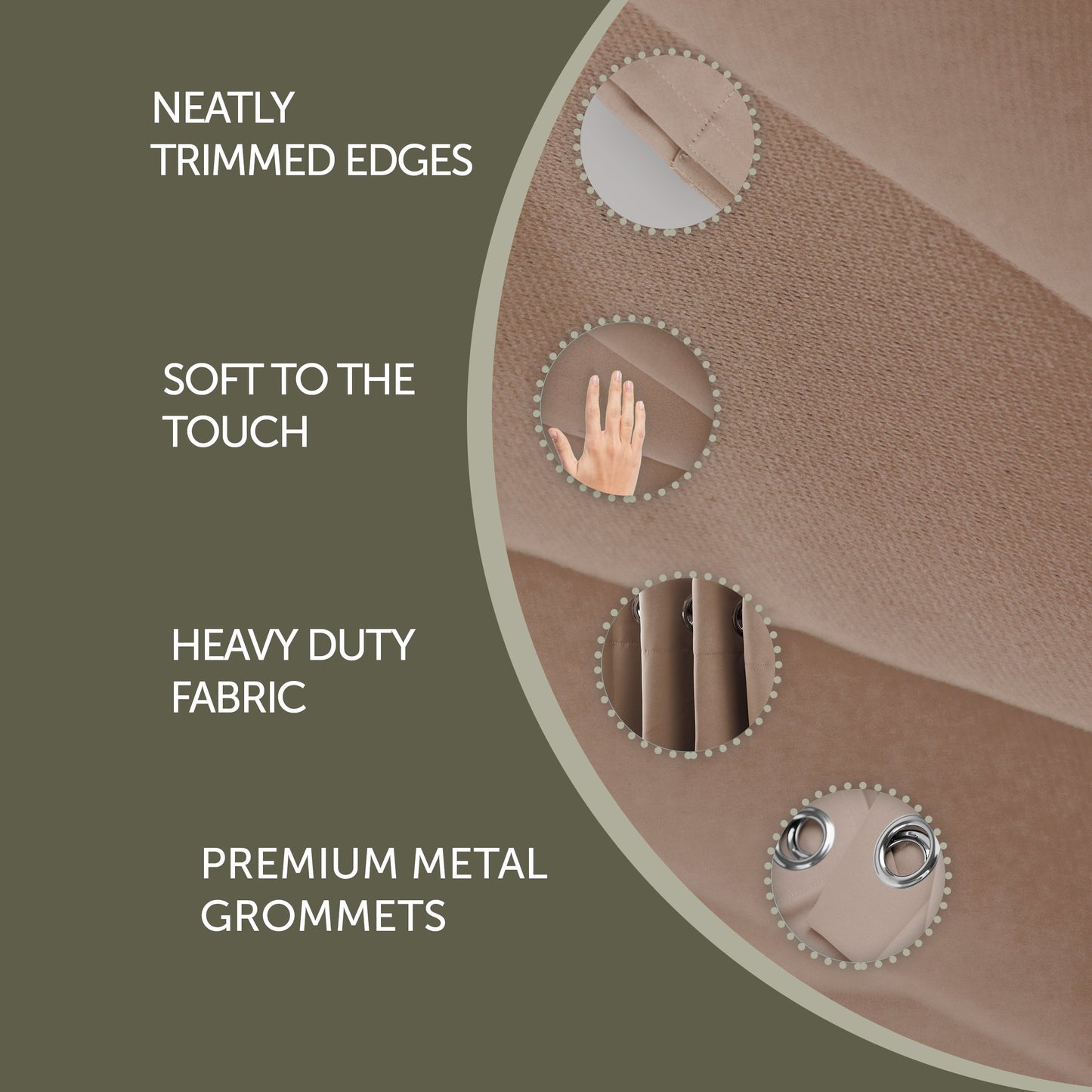 Rod Desyne Window Thermal Isulated Blackout Curtain with Metal Grommet, 180" x 108", Beige - 1 Panel