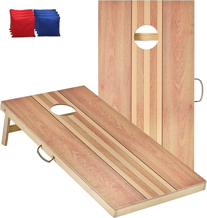 Cornhole Set 4'x2' Cornhole Board Sets with Bags Regulation Size, Corn Hole Games for Adults Outdoor Bean Bag Toss Game, Solid Wood