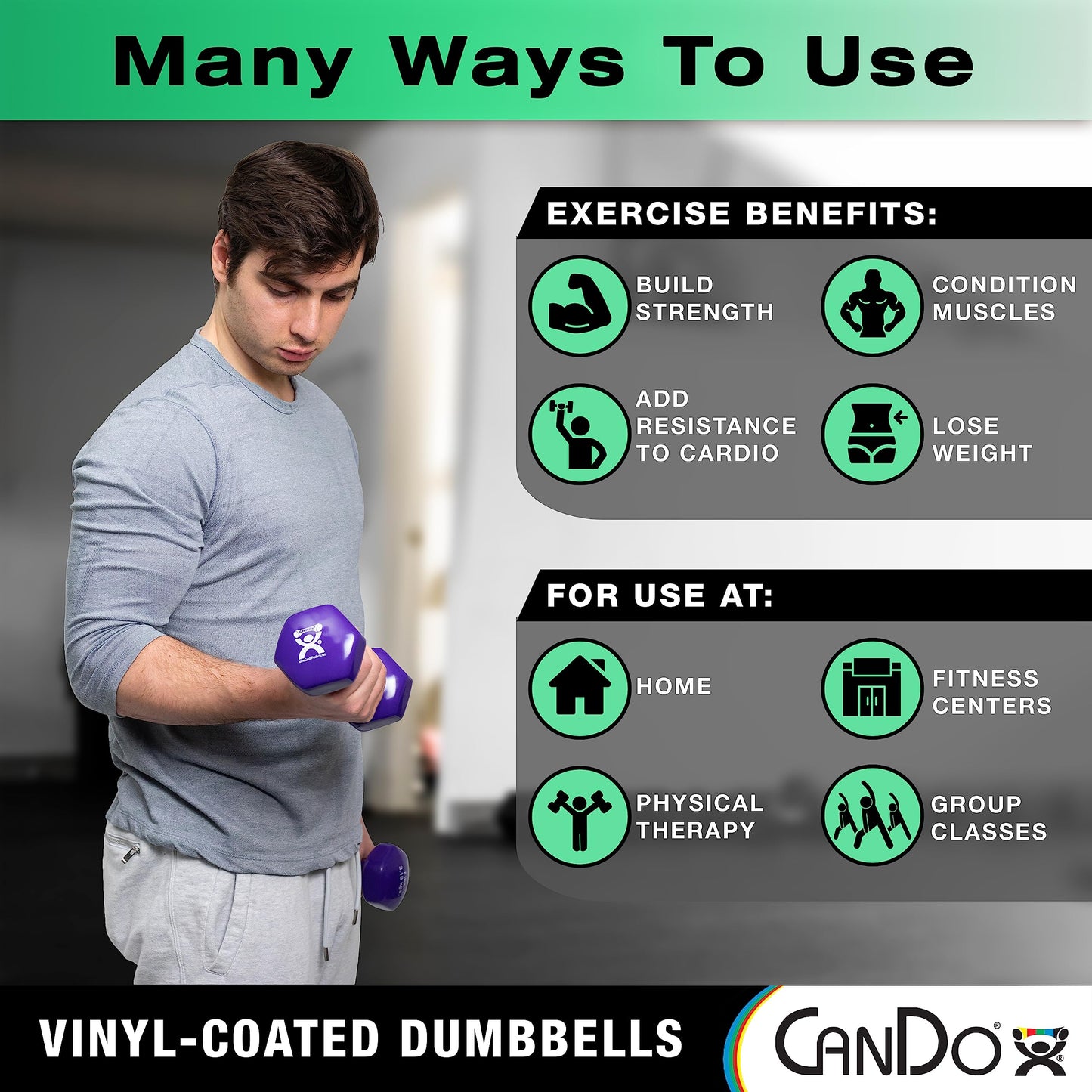 CanDo Vinyl Coated Dumbbell Red 6 lb Single 1pc Handheld Weight for Muscle Training and Workouts, Color Coded Anti-Roll Home Gym Equipment, Beginner and Pro…