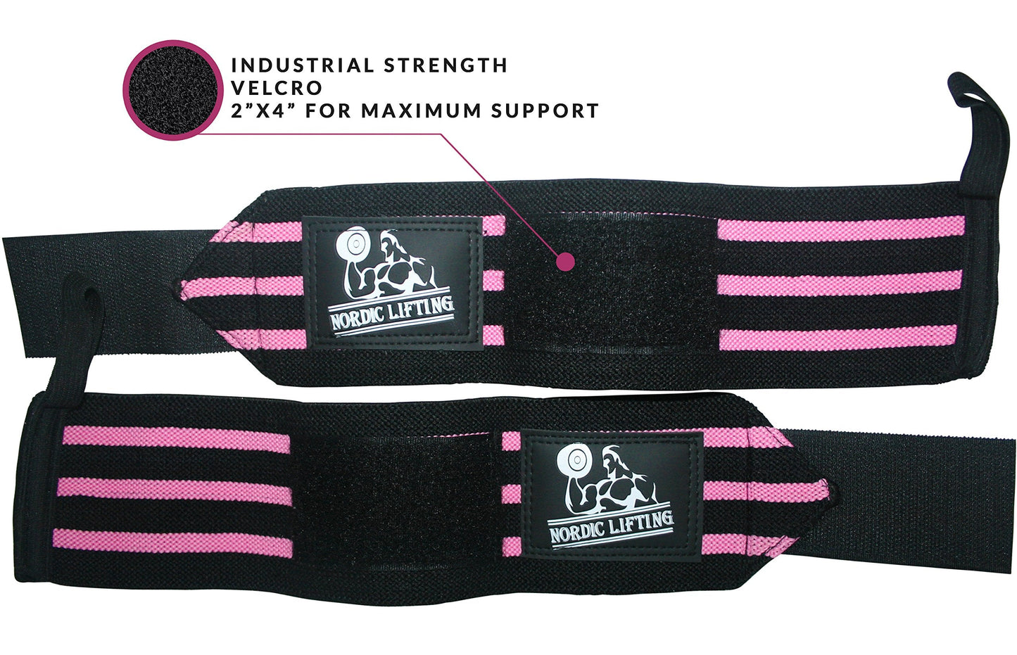 Nordic Lifting Wrist Wraps (2 Pairs) – Adjustable Wrist Wraps with Thumb Loop for Weightlifting, CrossFit & Powerlifting – Gym Essentials Support for Men & Women, Pink/Purple