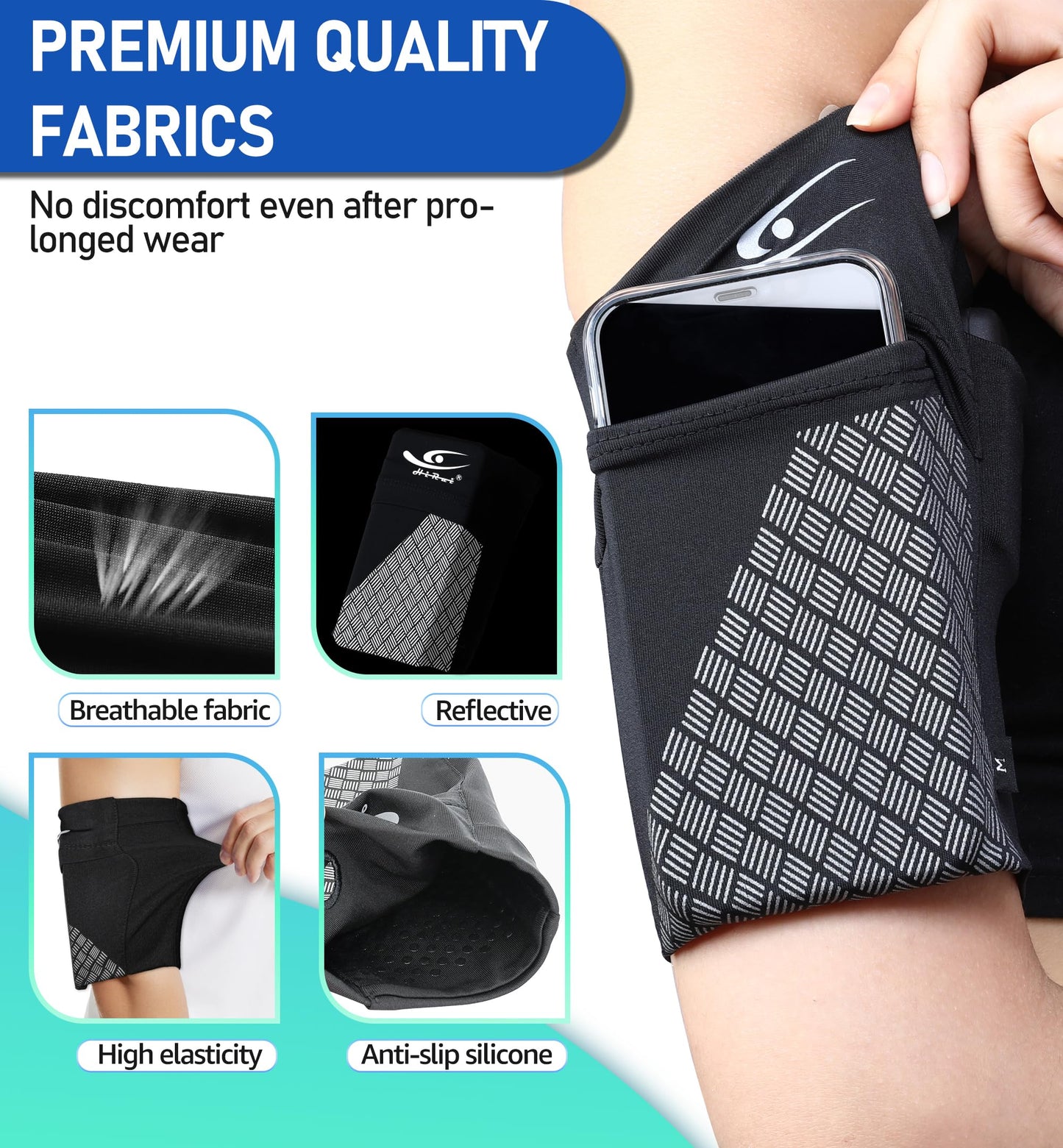 HiRui Universal Sports Armband Cell Phone Armband Sleeves Running Armband for Exercise Workout, Compatible with iPhone 17/17Plus/Pro/16/15/15Plus/14 Samsung Galaxy All Phones (Medium, Black)