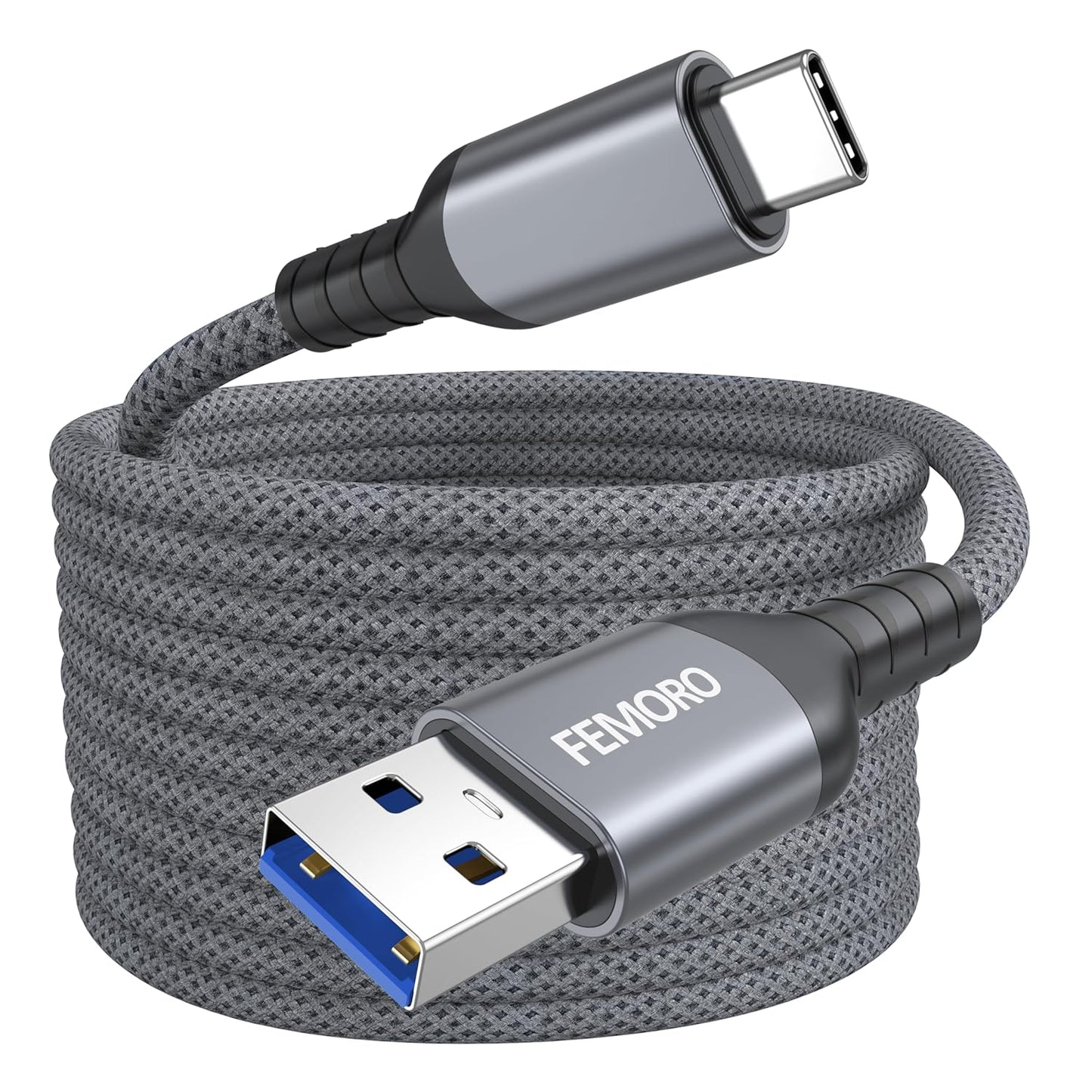 20ft 3.0 5Gbps 3A 17/16/15, Xbox/PS5 FEMORO USB C Cable Extra Long, USB Data Transfer & Charging A to Type-C Braided