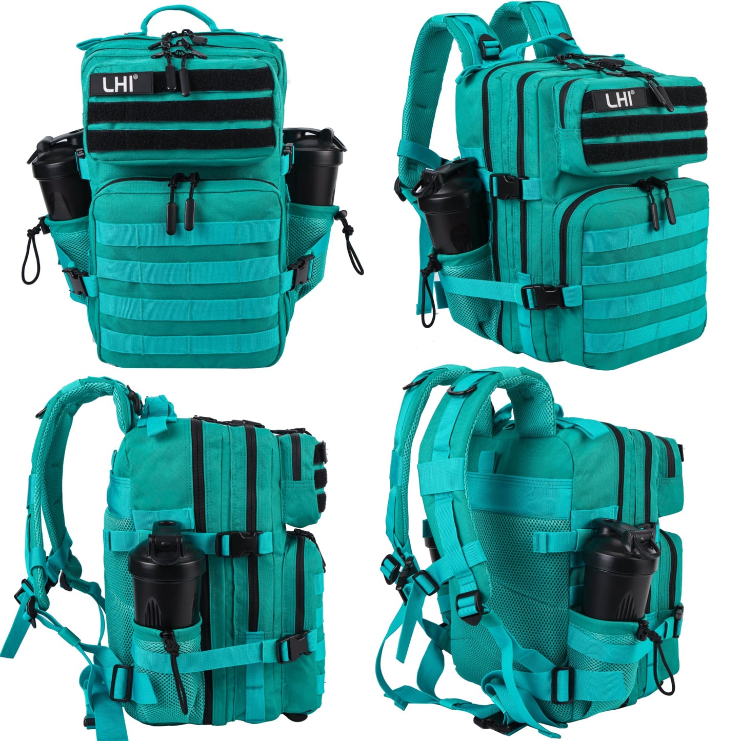 LHI Tactical Military Backpack for Men and Women 25L Army Assault Pack Bag Large Rucksack with Molle System-Lake Blue