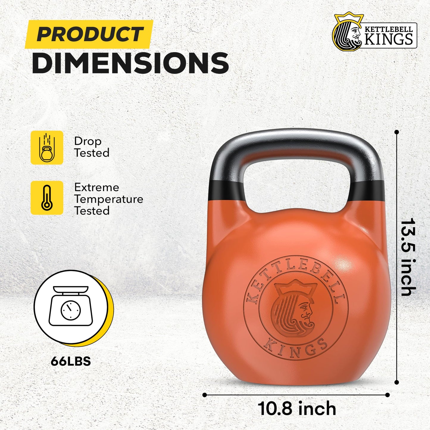 Kettlebell Kings Competition Kettlebells Weight - 33mm handle - 30 KG - Hand weights Workout Gym Equipment and Strength training sets for Women and Men - Weights set for Home Gym - 4-32KG