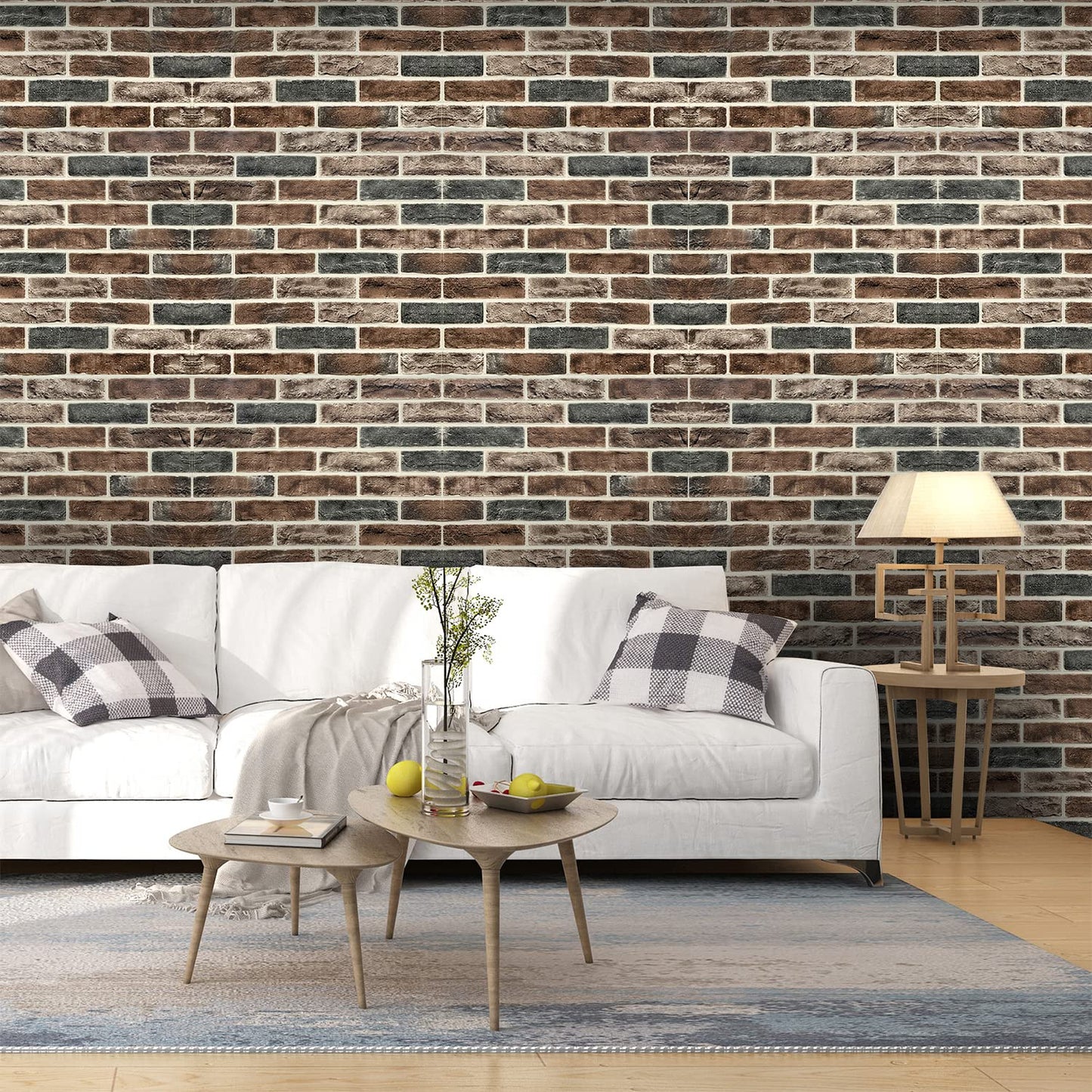 20-Pack 104 Sq.Ft 3D Wall Panels Peel and Stick 3D Faux Brick Wallpaper Peel and Stick Brown Grey Faux Stone Wall Panel Foam Brick Self-Adhesive 3D Wallpaper