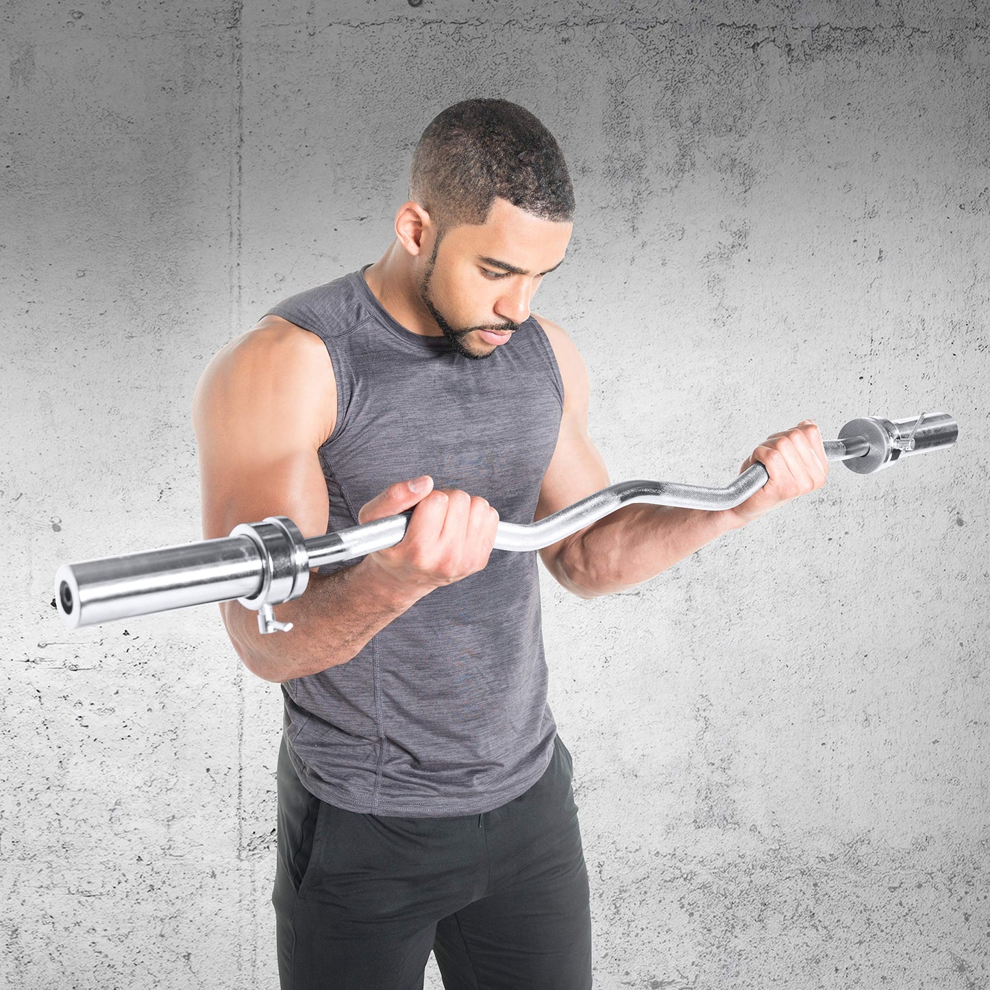CAP Barbell 47-Inch Olympic Curl Bar - Black | Curl Barbell for Bicep and Tricep Workouts, Strength Training, and Weightlifting