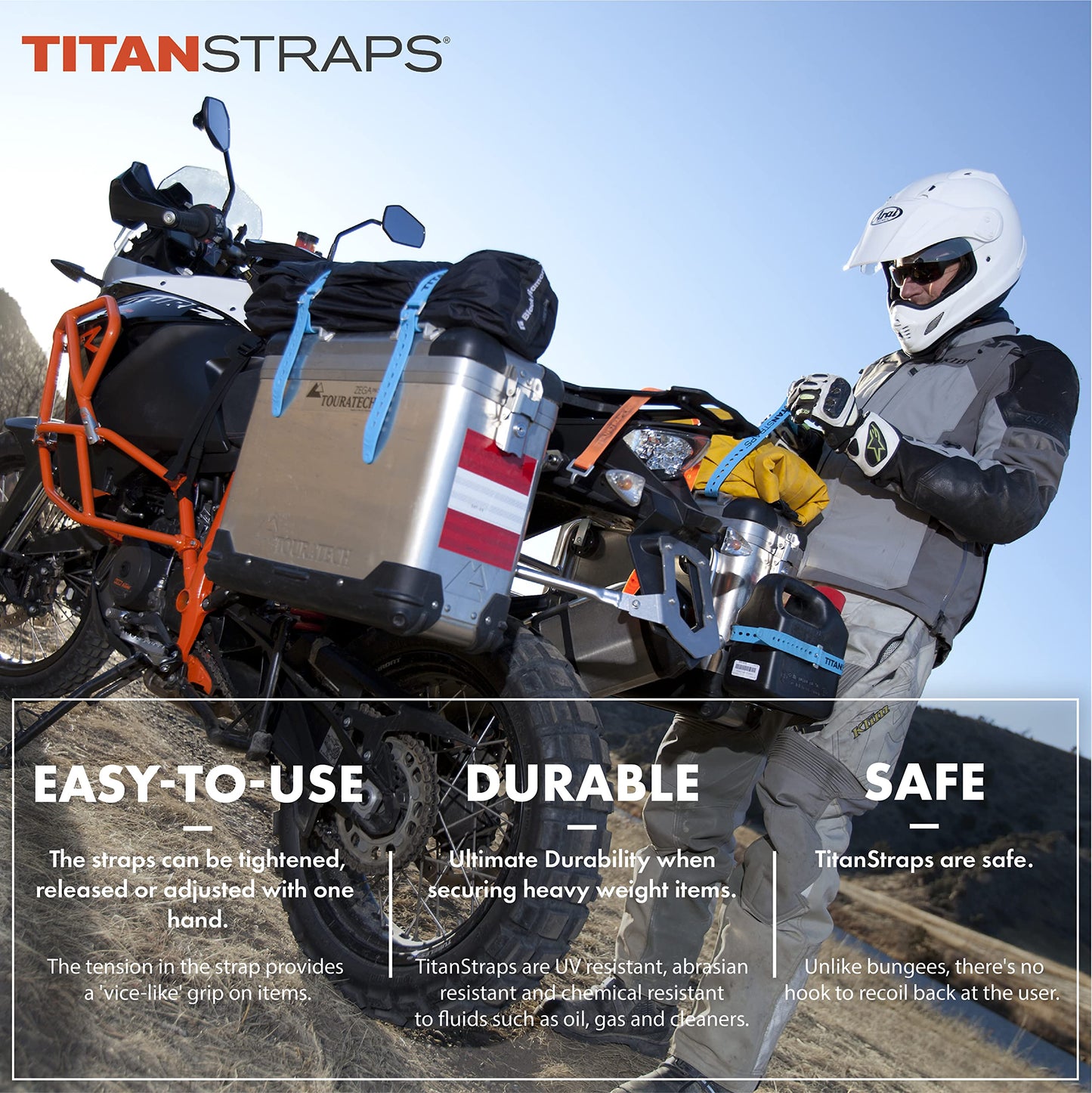 Titan Industrial Straps – Strong & Simple Tie-Downs for Construction (Welders, DIY Home) & 1st Responders – 3 Year Warranty, Batch Tested – 70 lb. Working Load, 25" Length, Black, 2-Pack