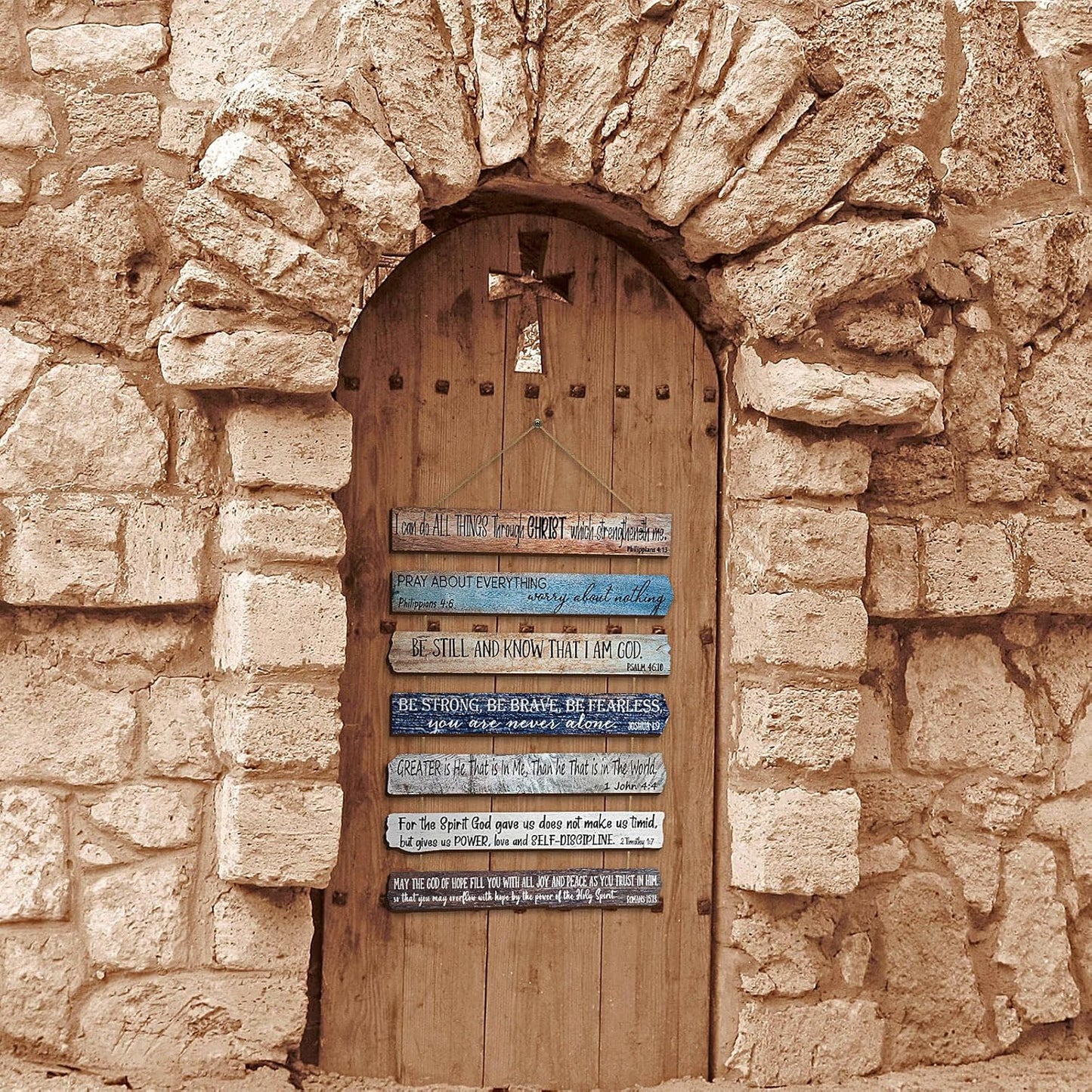 Yookeer Christian Wall Art - Inspirational Wooden Bible Verses for Office & Prayer Room Decor