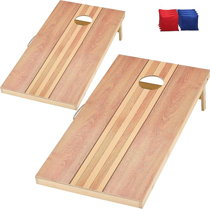 Cornhole Set 4'x2' Cornhole Board Sets with Bags Regulation Size, Corn Hole Games for Adults Outdoor Bean Bag Toss Game, Solid Wood