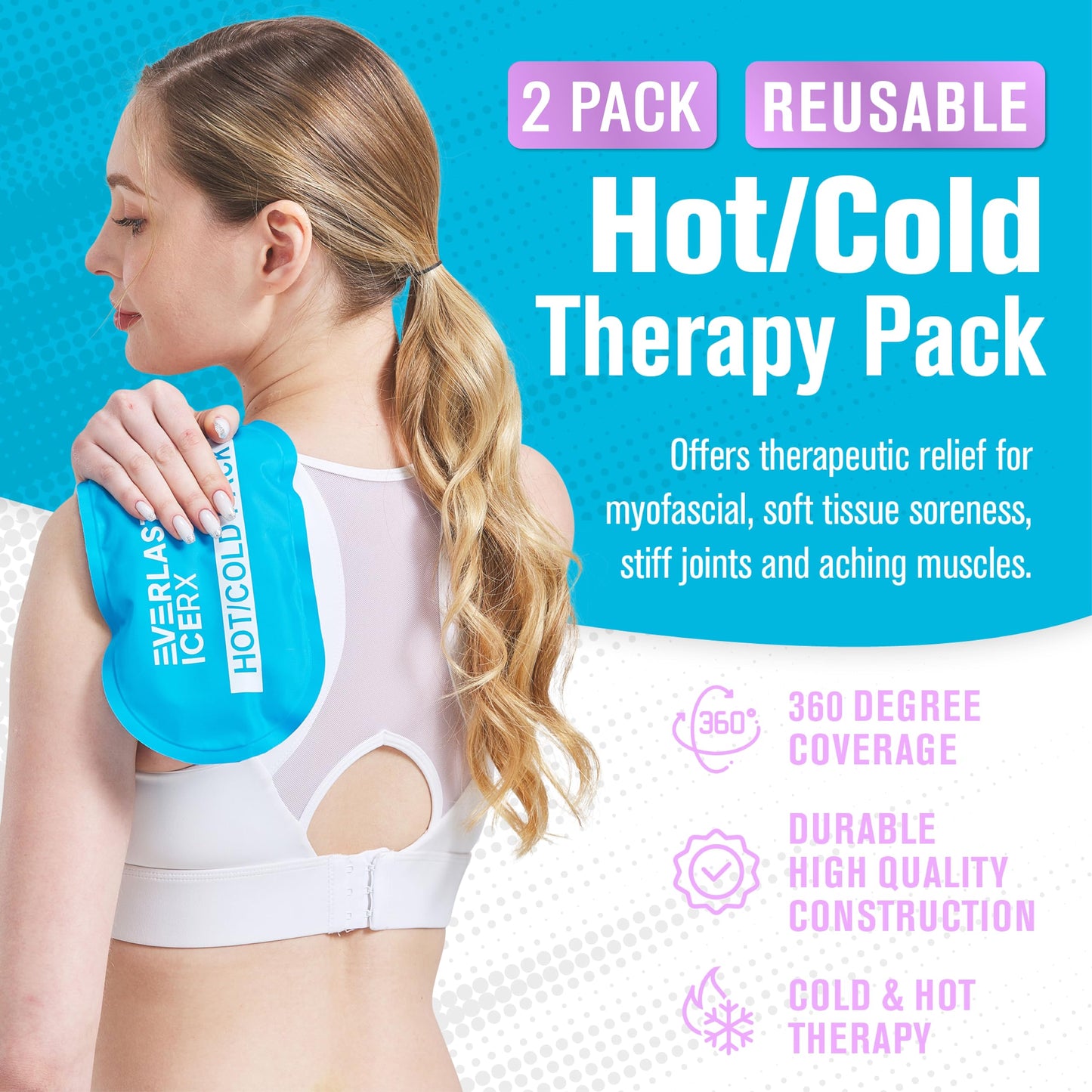 Reusable Hot and Cold Gel Ice Pack Wrap (2 Pack) - Hot and Cold Therapy Solution for Injuries - Adjustable & Flexible for Knees, Back, Shoulders, Arms, and Legs - Ice Packs for Injuries Reusable