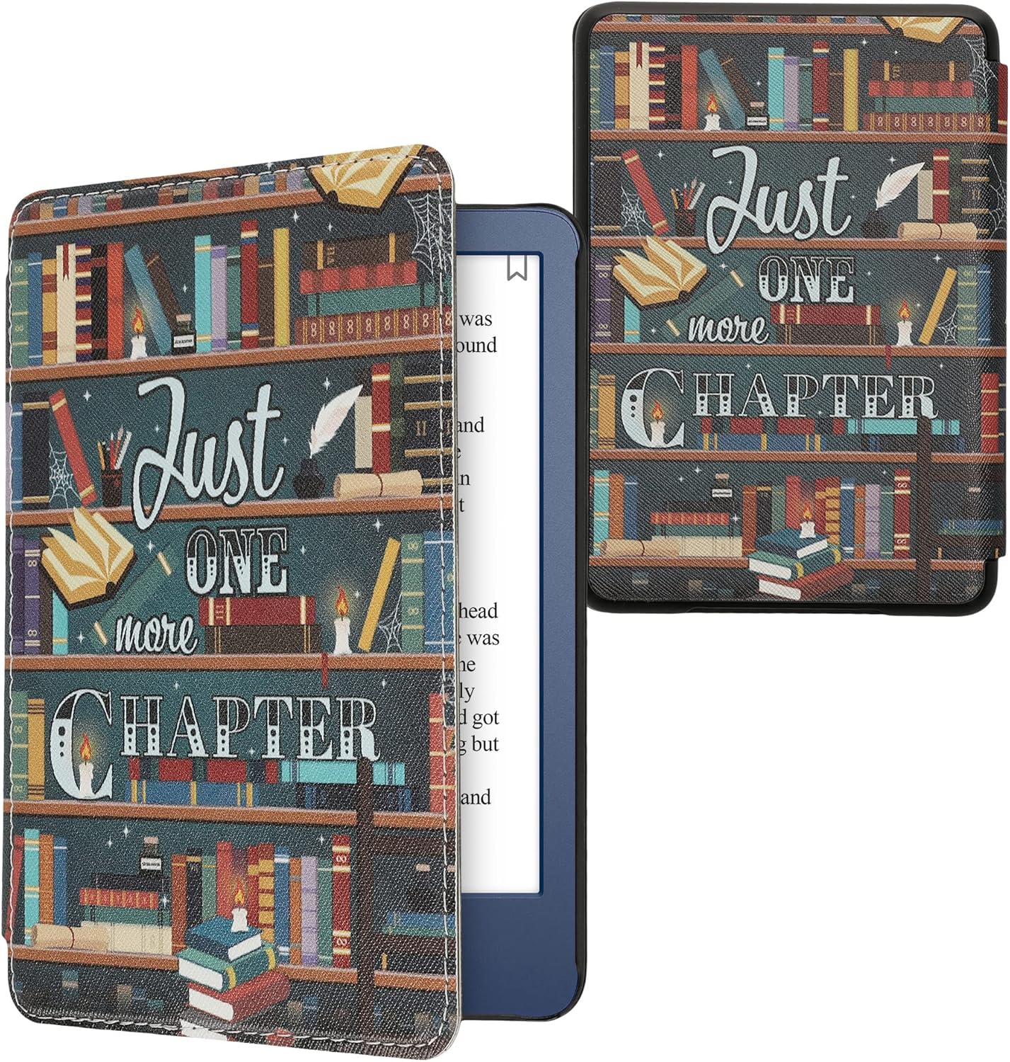 kwmobile (2022/2024) Case Compatible with Amazon Kindle Case - eReader Cover - Library Motto Multicolor
