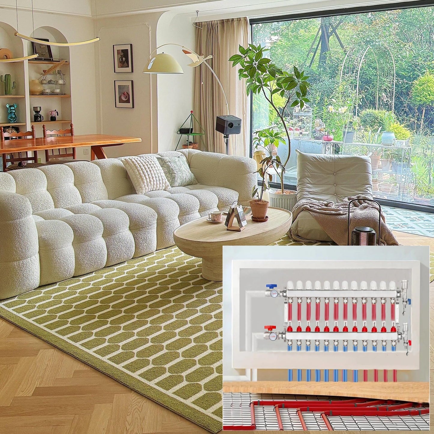 YUFUYEK 12-Branch PEX/Radiant Heat Manifold，1/2" PEX Tubing Manifold,304 Stainless Steel Floor Heat Manifold Kit with 1/2" Adapters Included for Hydronic Radiant Floor Heating (12-Loop)